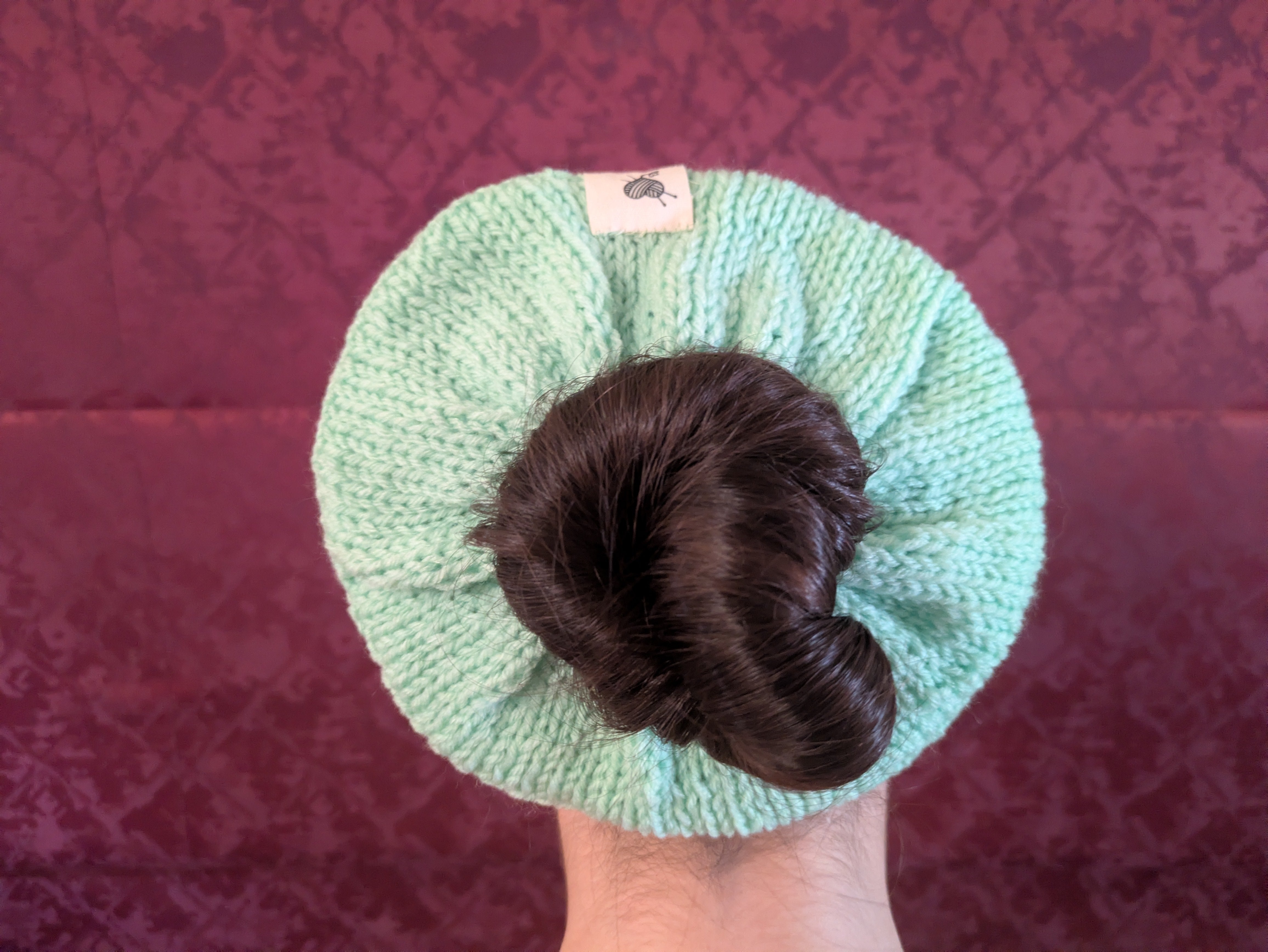 Retro 1980s Style Handknit Bun Topper Extra Large Hair Scrunchie