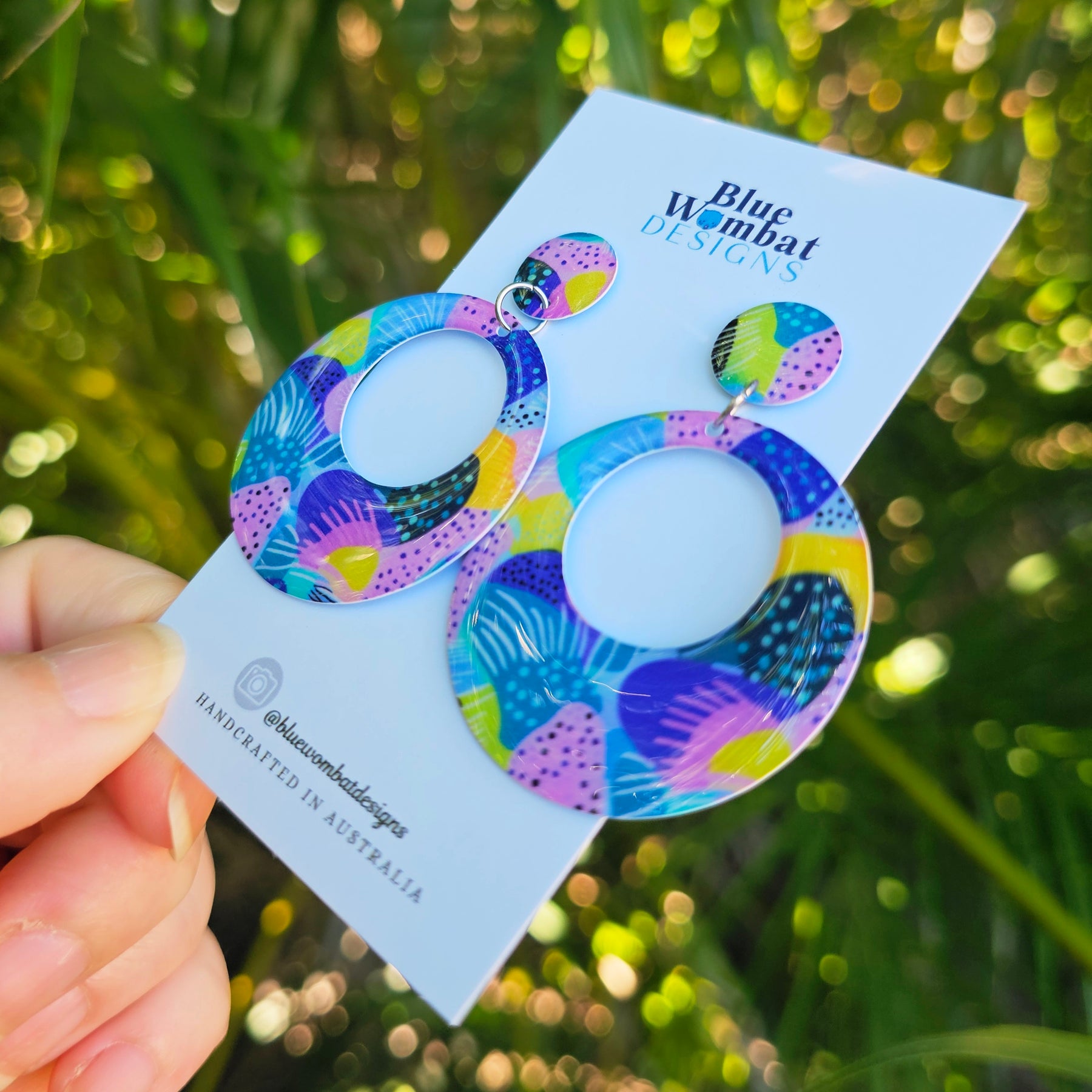 Round Hoop Yupo Paper Resin Dangle Earrings