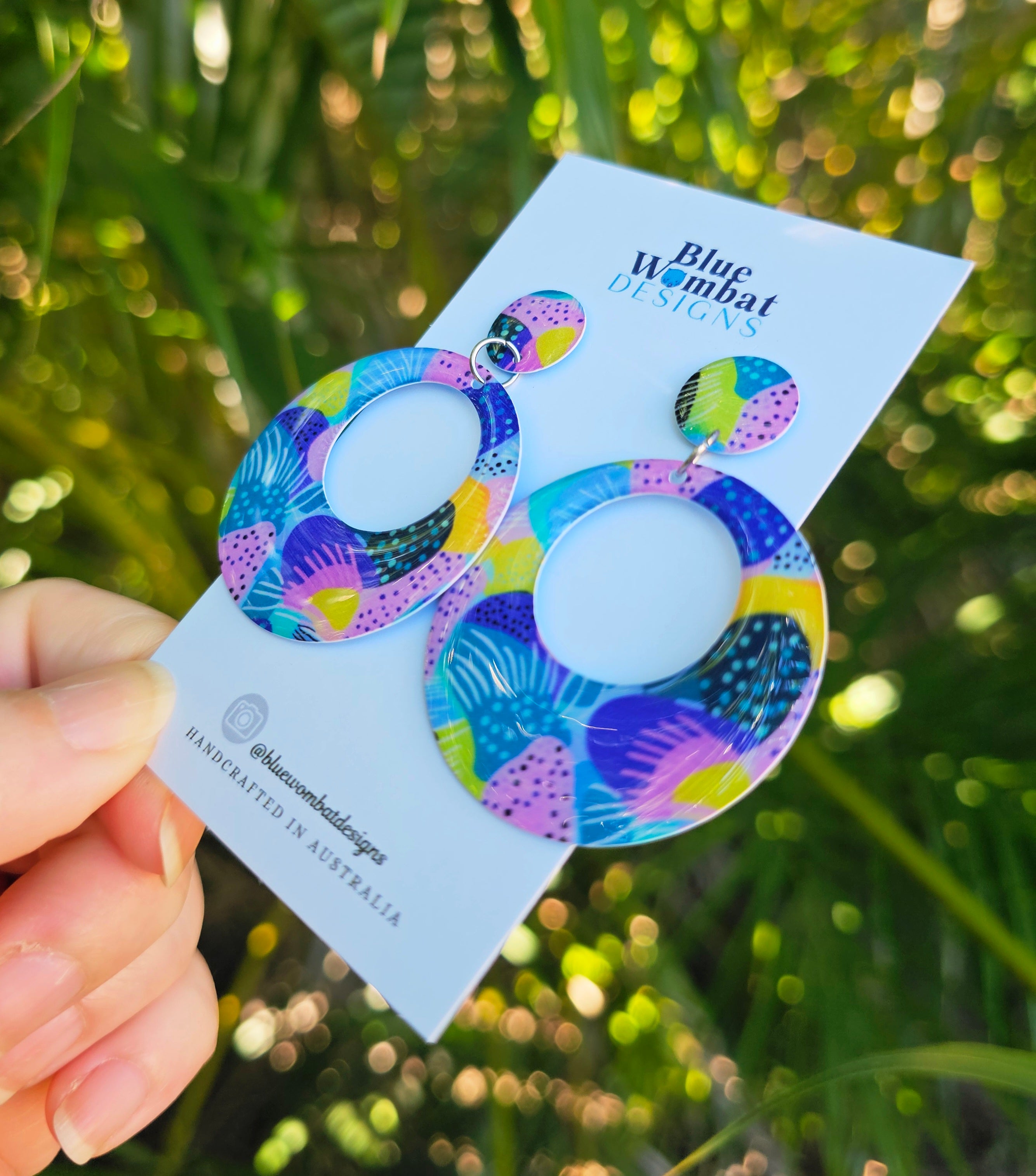 Round Hoop Yupo Paper Resin Dangle Earrings