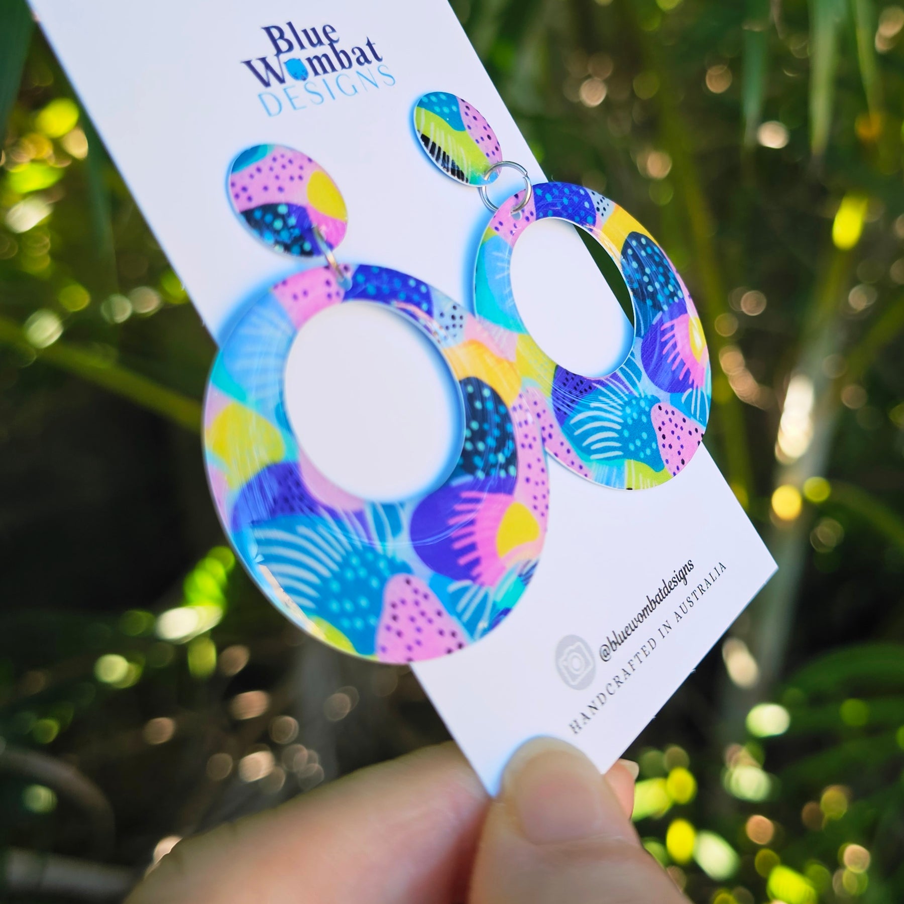 Round Hoop Yupo Paper Resin Dangle Earrings