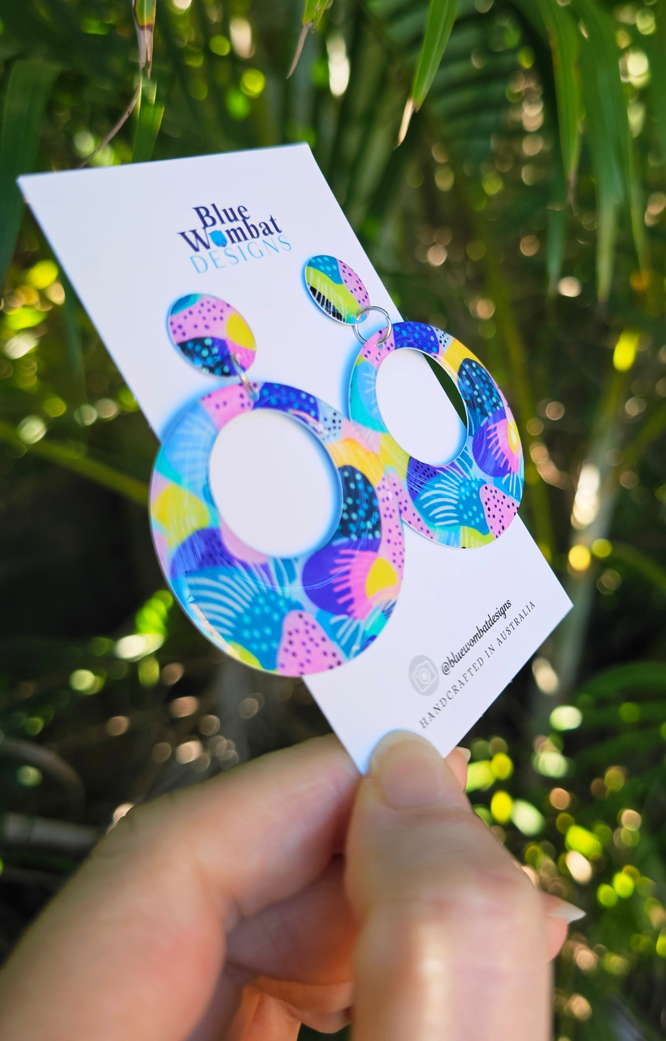 Round Hoop Yupo Paper Resin Dangle Earrings
