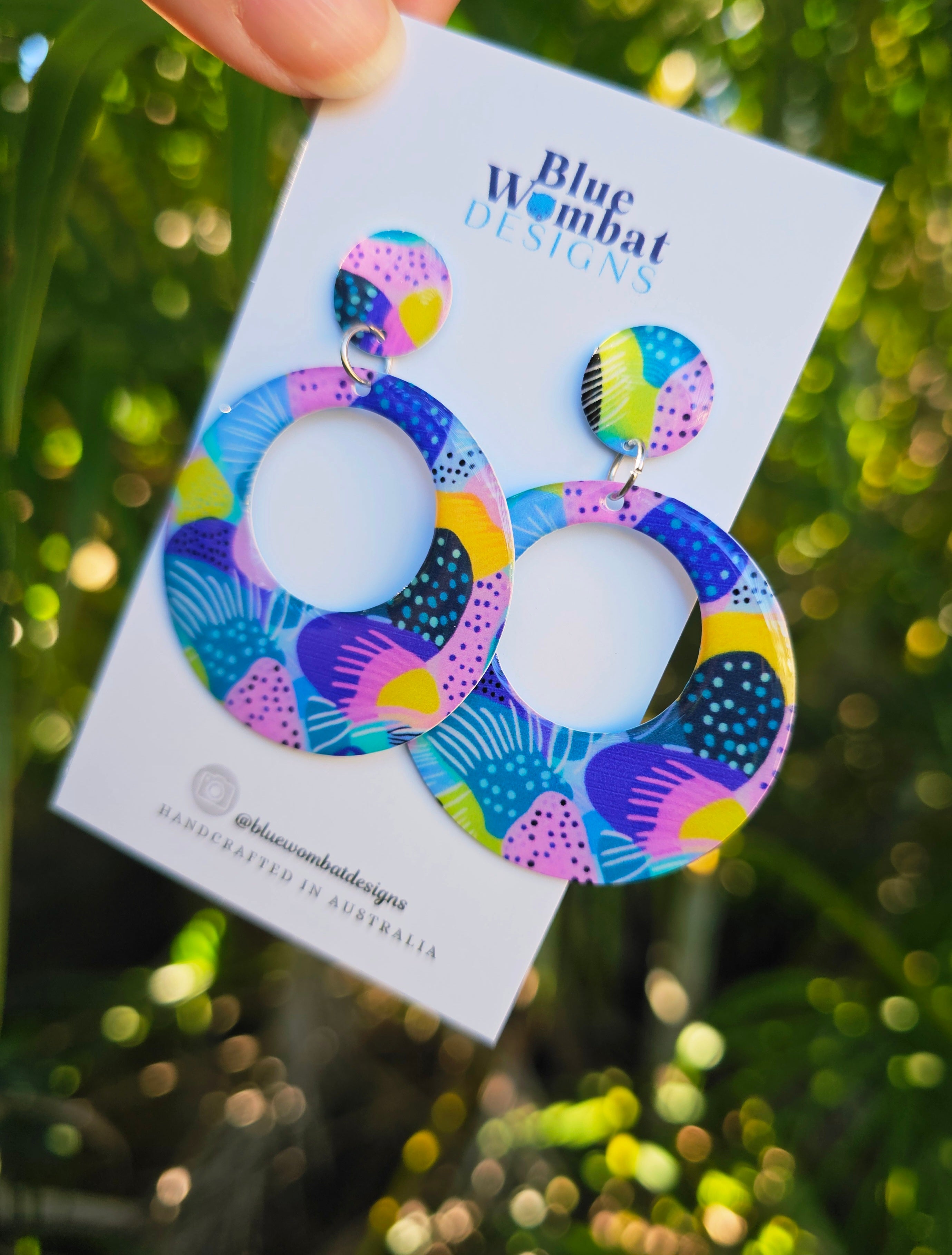 Round Hoop Yupo Paper Resin Dangle Earrings