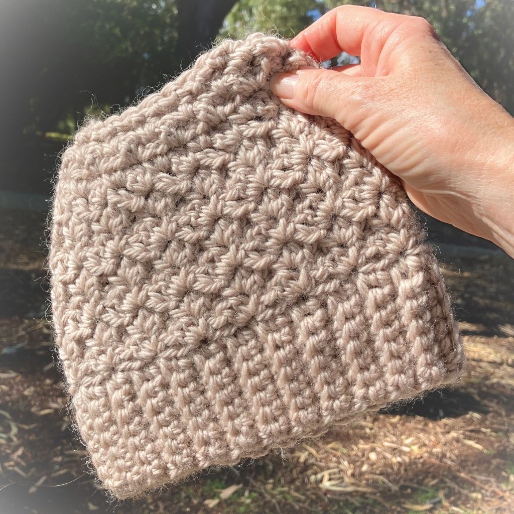 Flaxflower Ponytail Beanie - Handmade Crochet Beanie in Australian Merino Wool | Natural Straw