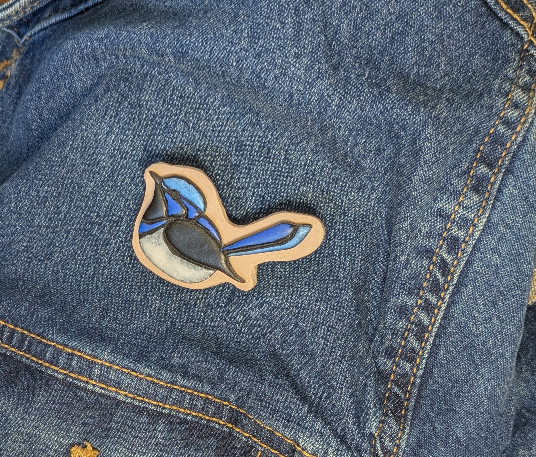 Blue Wren Brooch