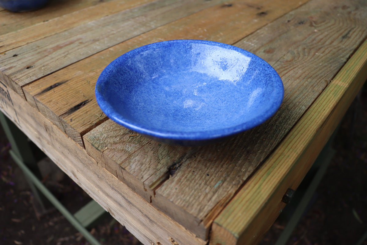 Speckled Blue Stoneware Bowl: High Fired Ceramic