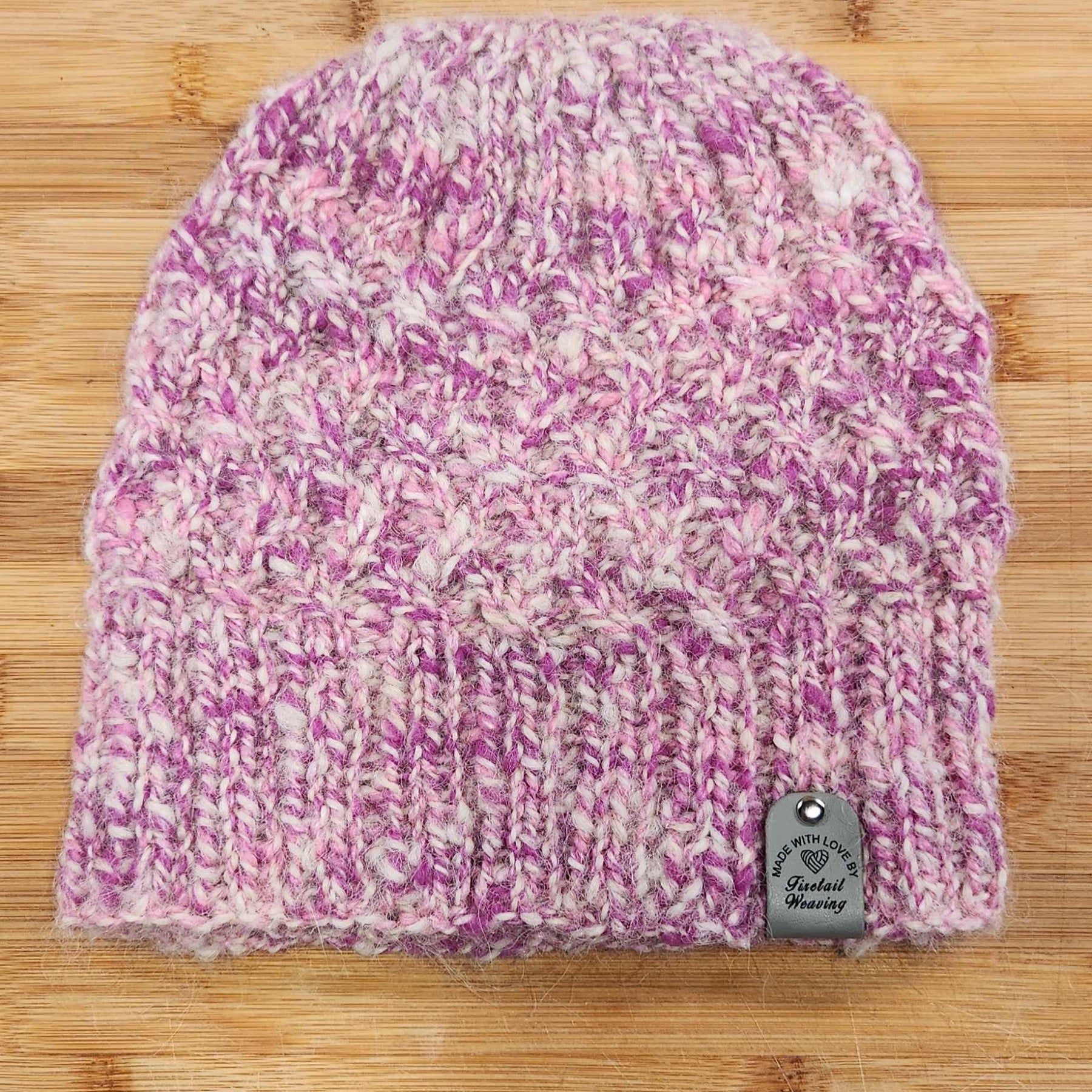 Hand Spun & Hand Knitted Alpaca Pink Merio Beanie