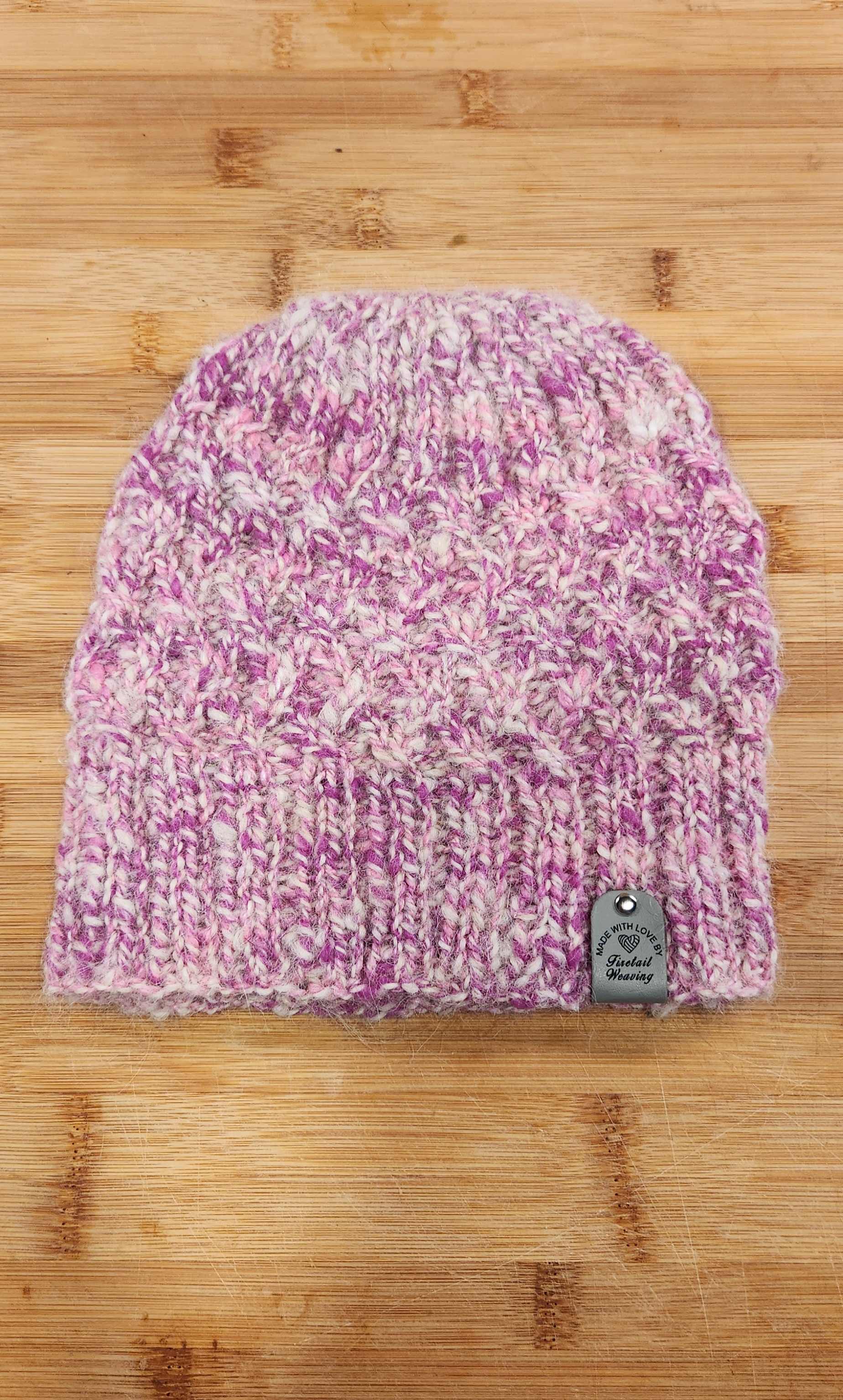 Hand Spun & Hand Knitted Alpaca Pink Merio Beanie