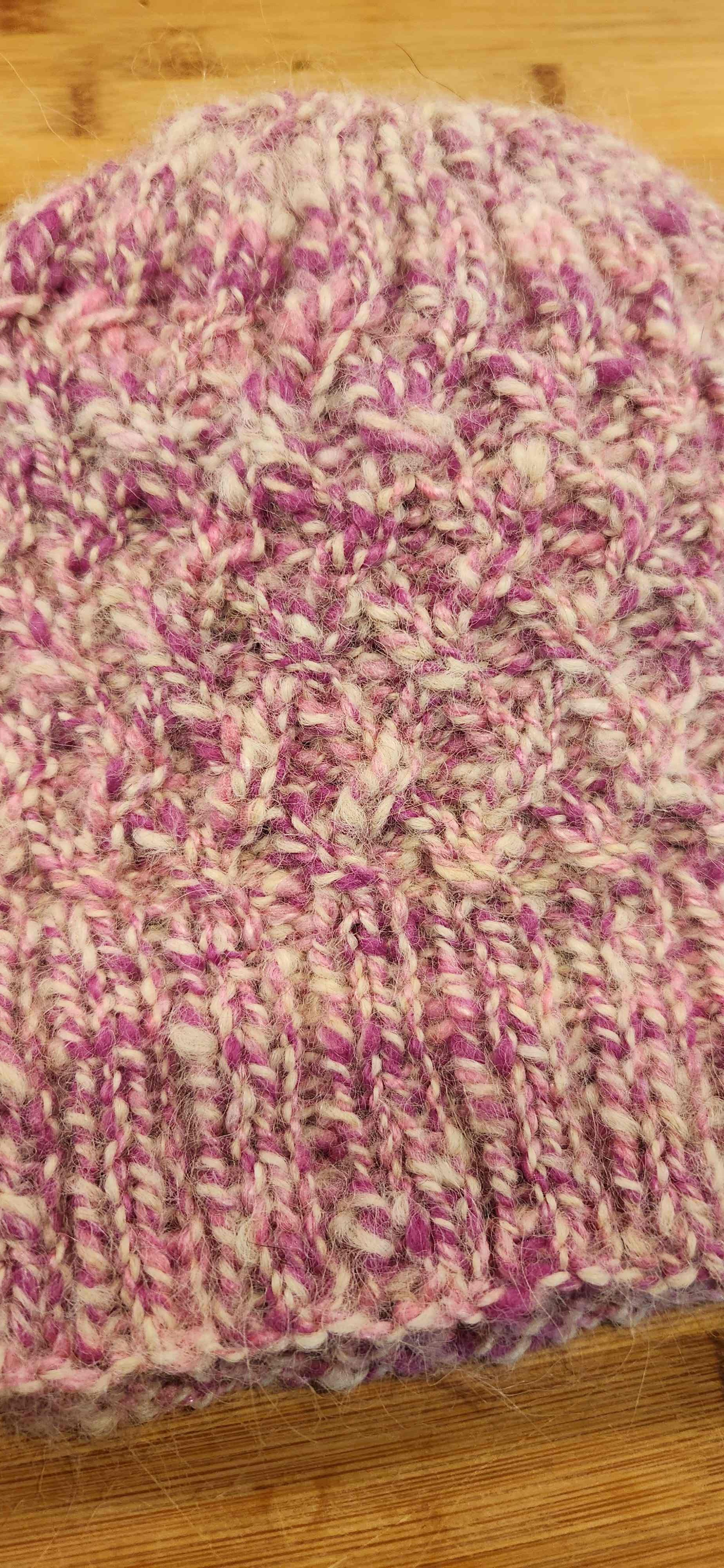 Hand Spun & Hand Knitted Alpaca Pink Merio Beanie