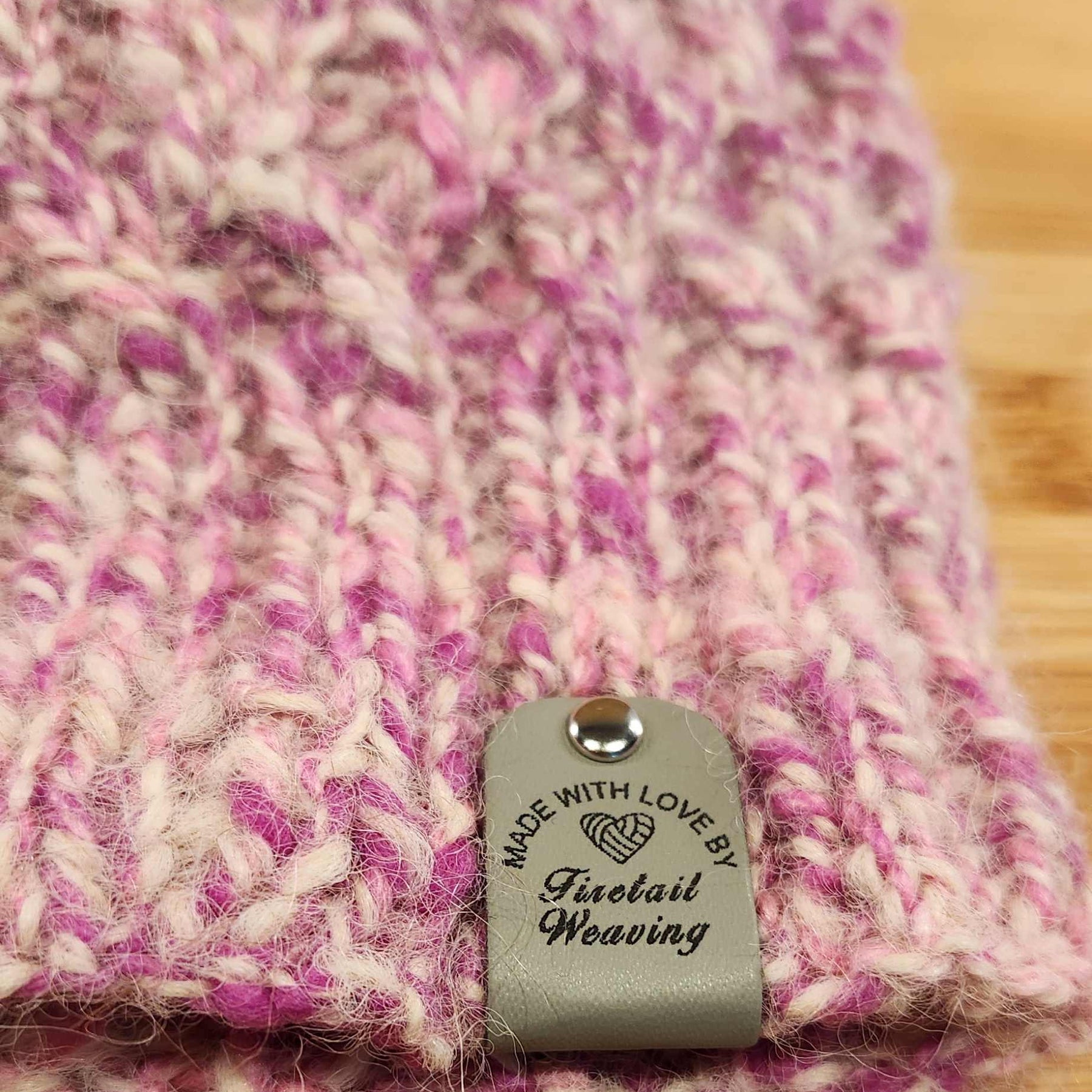 Hand Spun & Hand Knitted Alpaca Pink Merio Beanie