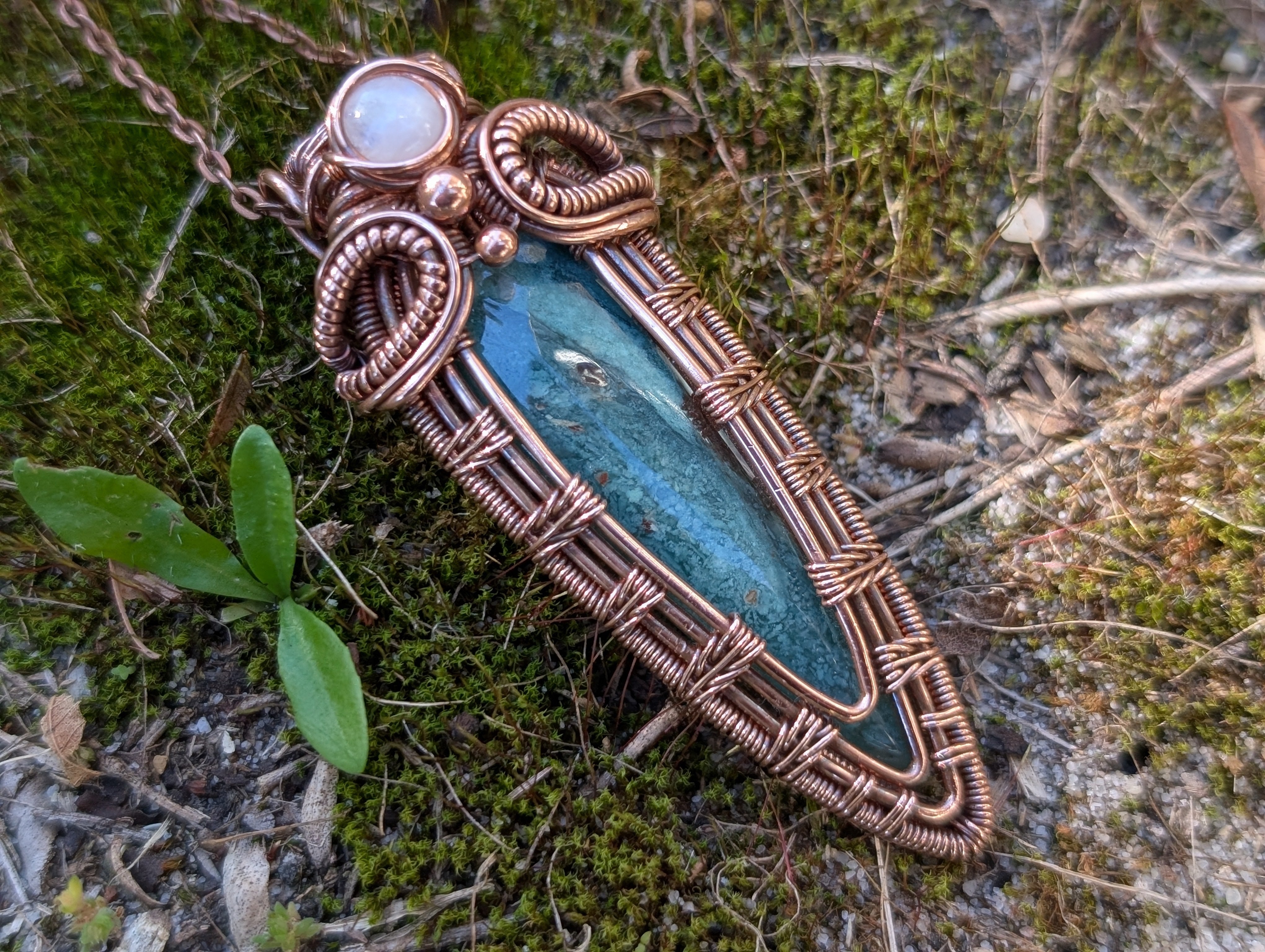 Turpentine - Green Aventurine and Moonstone in Copper