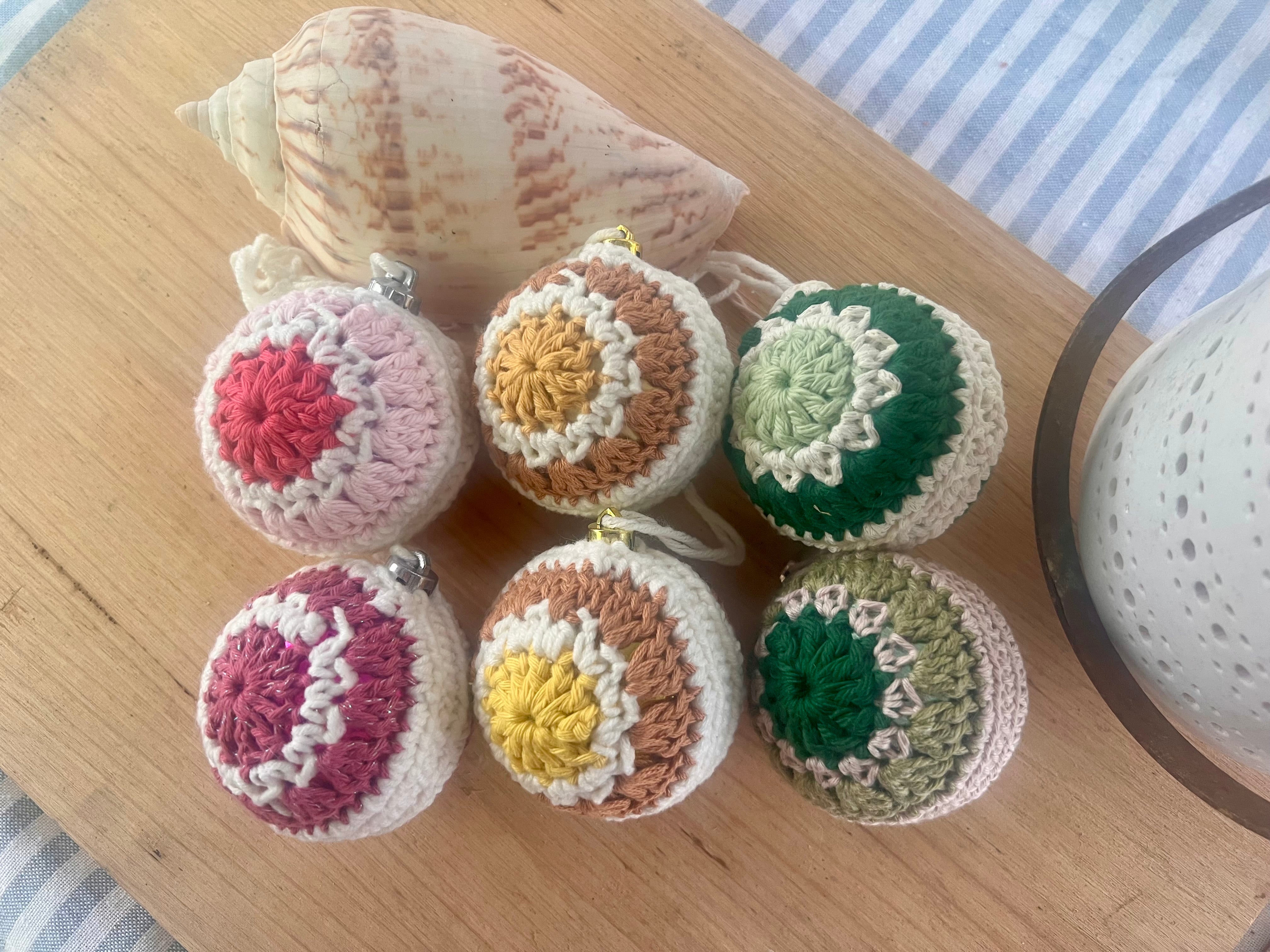 Crochet Christmas Baubles,  Coastal Boho Christmas Tree Decor, Eco Friendly