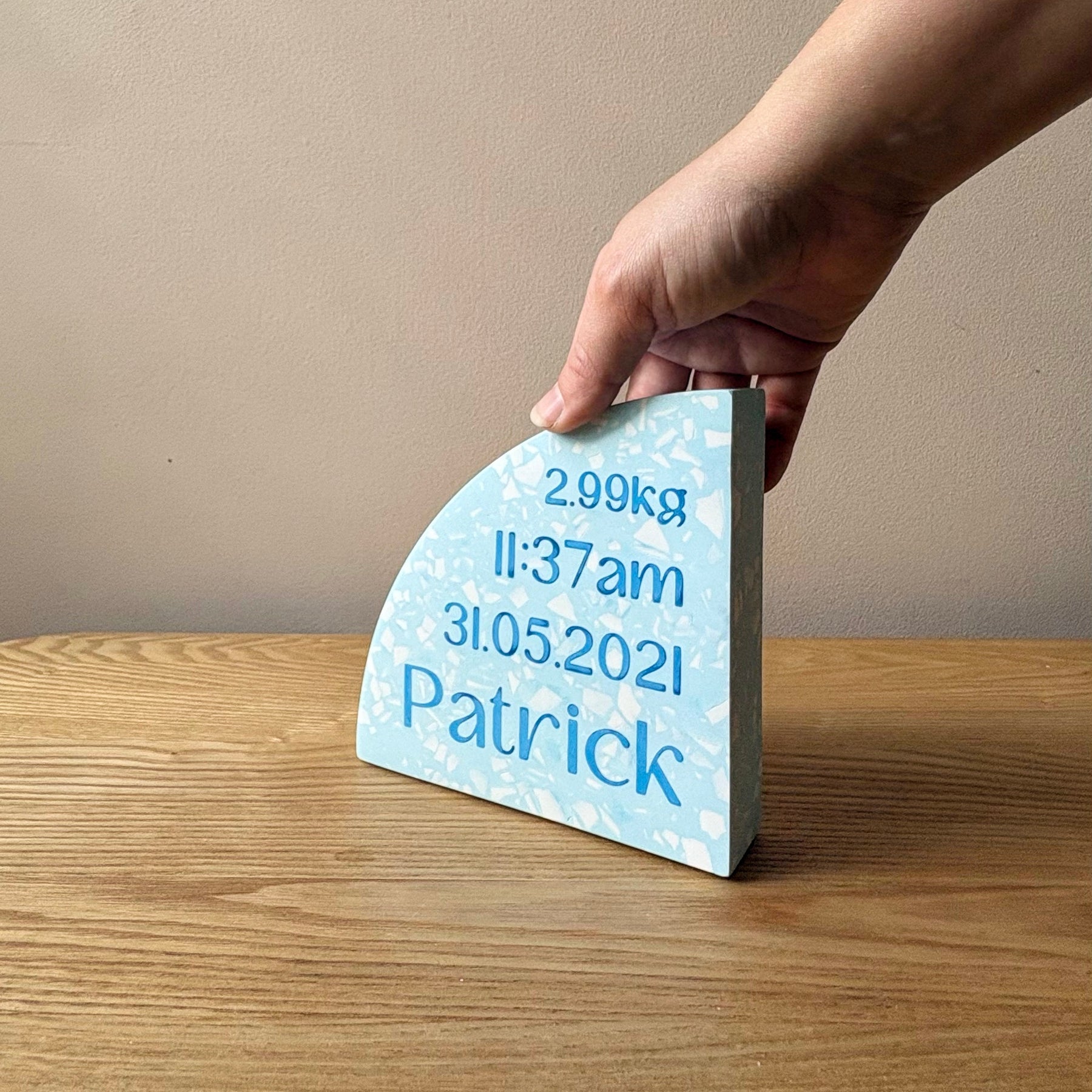 Personalised Birth Details Terrazzo Bookend