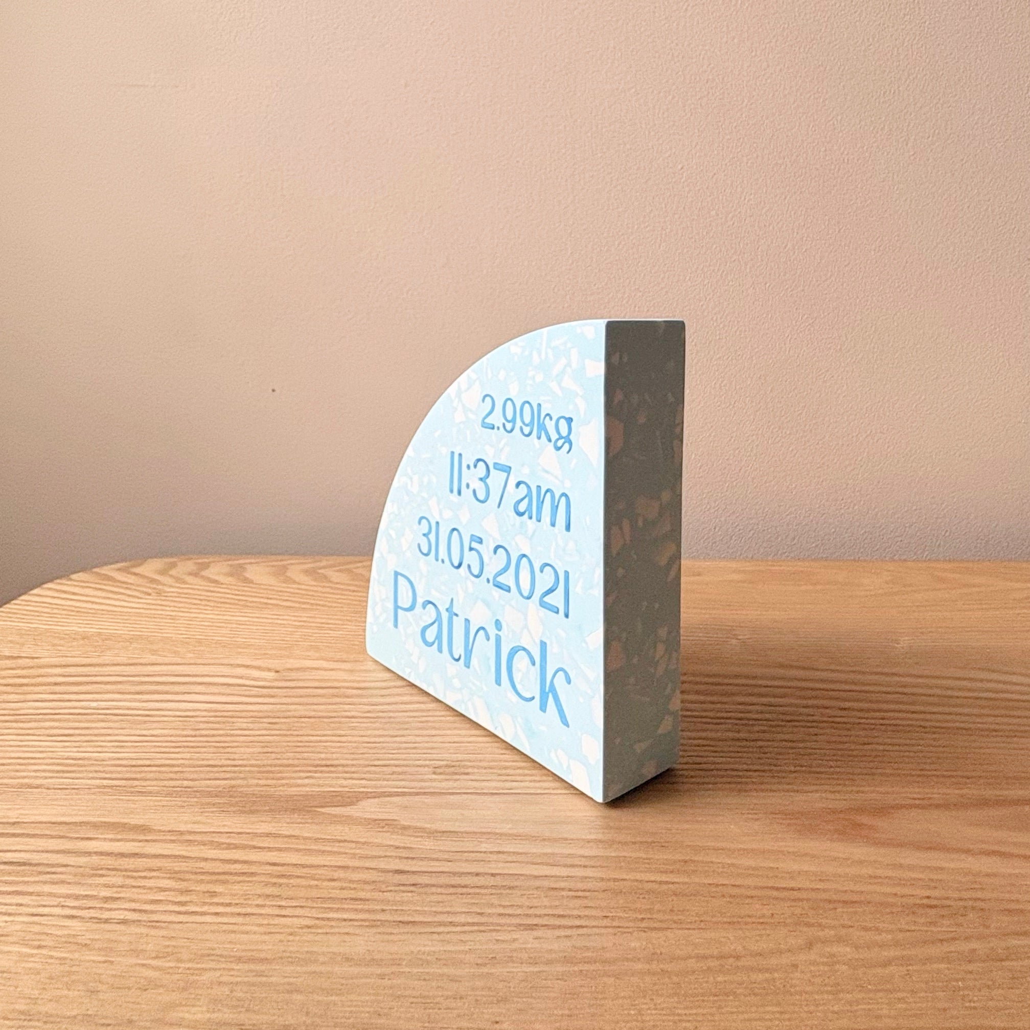 Personalised Birth Details Terrazzo Bookend