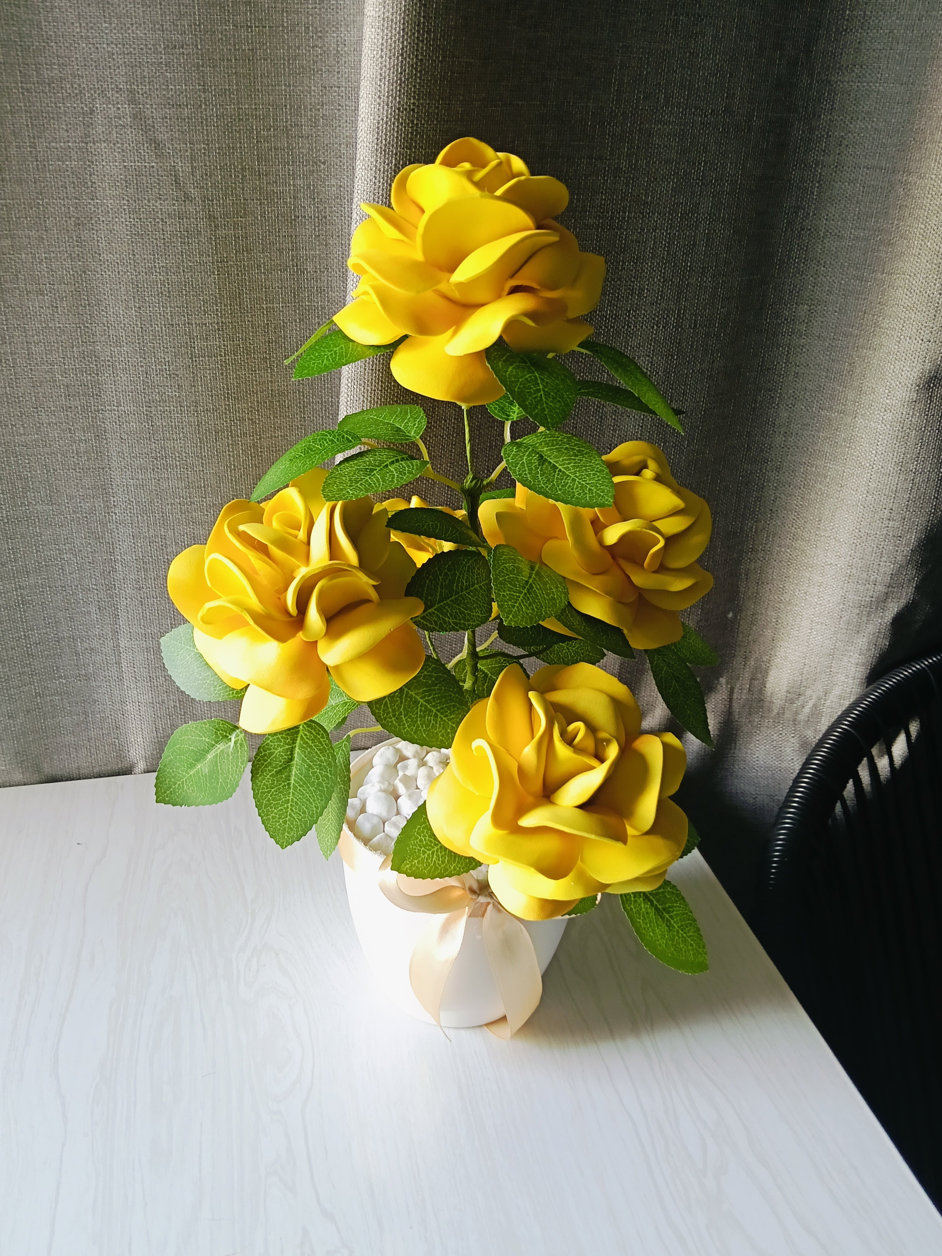 🌼 Golden Rose EverBloom Pot – Ready to Gift Handmade Foam Flower Arrangement