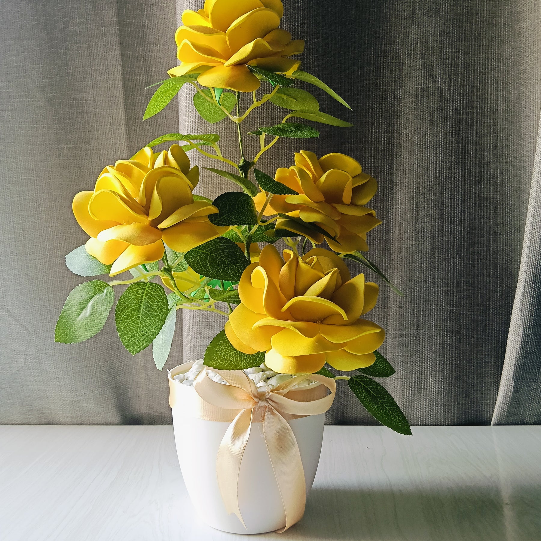 🌼 Golden Rose EverBloom Pot – Ready to Gift Handmade Foam Flower Arrangement