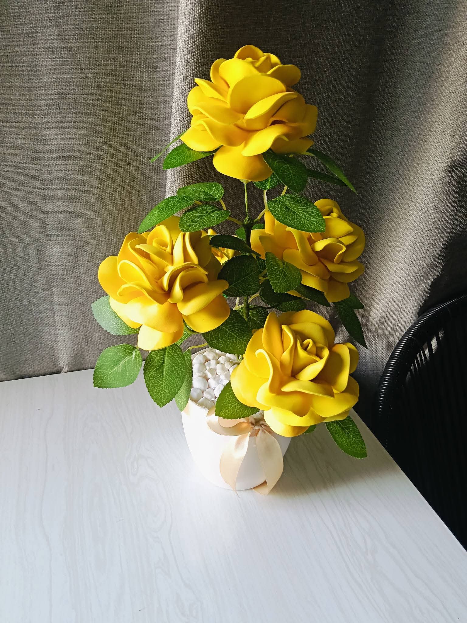 🌼 Golden Rose EverBloom Pot – Ready to Gift Handmade Foam Flower Arrangement
