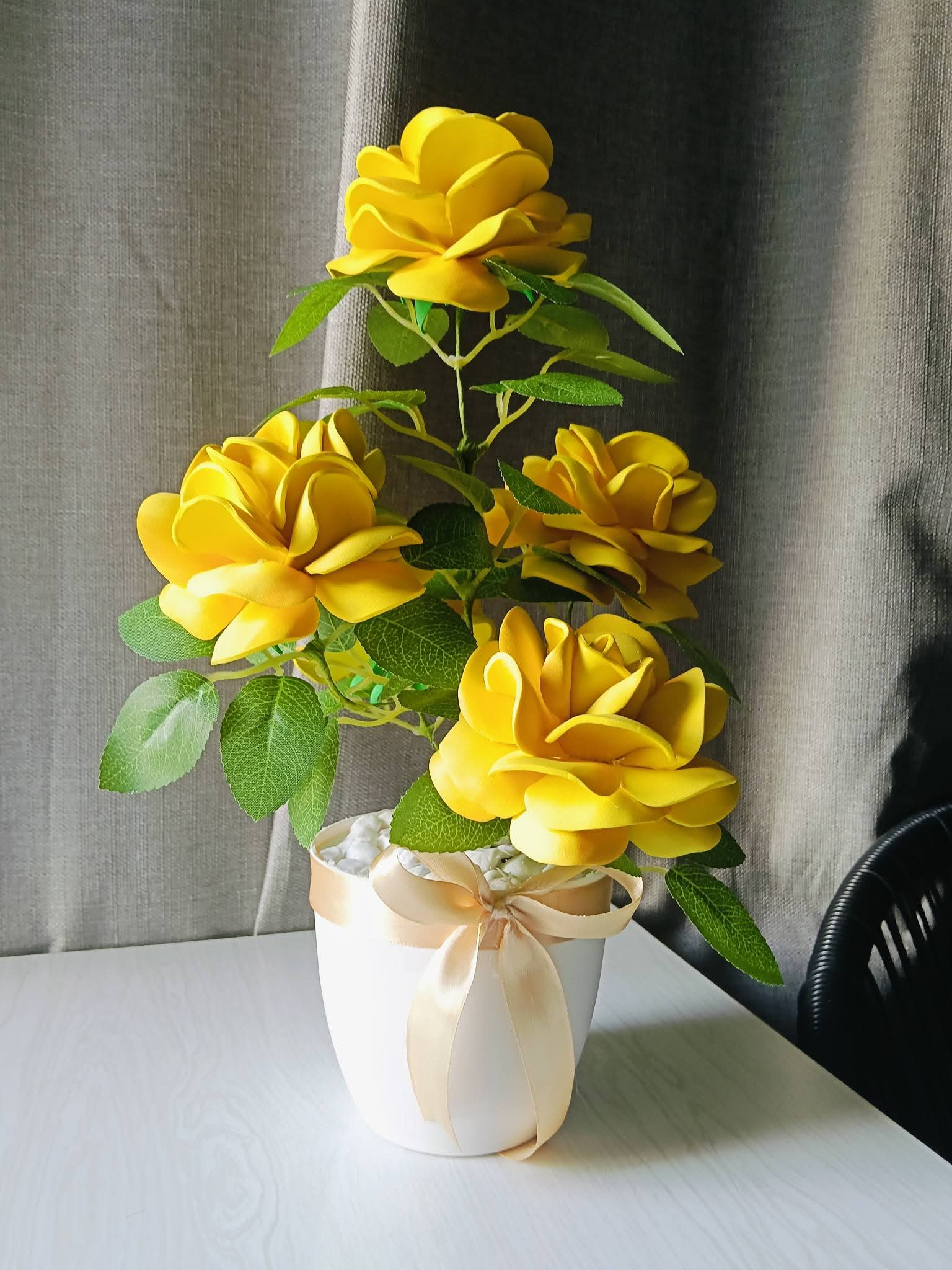 🌼 Golden Rose EverBloom Pot – Ready to Gift Handmade Foam Flower Arrangement