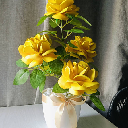 🌼 Golden Rose EverBloom Pot – Ready to Gift Handmade Foam Flower Arrangement