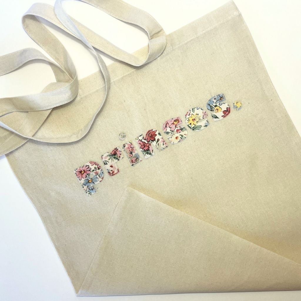 Tote Bag| Gift Bag | Raw Edge Floral Appliqué | Cheeky Afrikaans Word| Custom Word