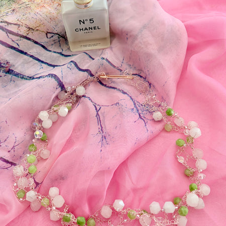 Rose Quartz and Peridot Necklace “Spring”