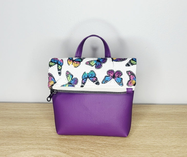 Fill Me Up Fold Over Pouch/Purple Glitter Butterflies