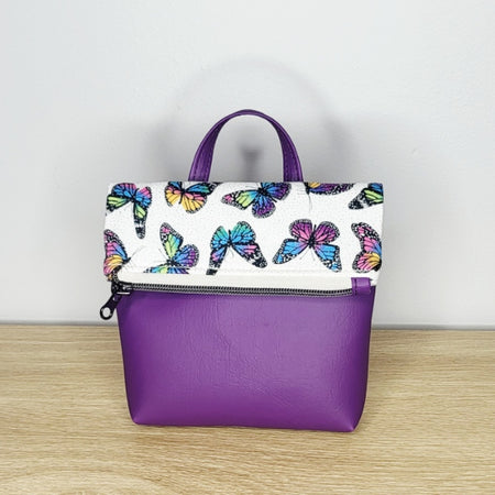 Fill Me Up Fold Over Pouch/Purple Glitter Butterflies