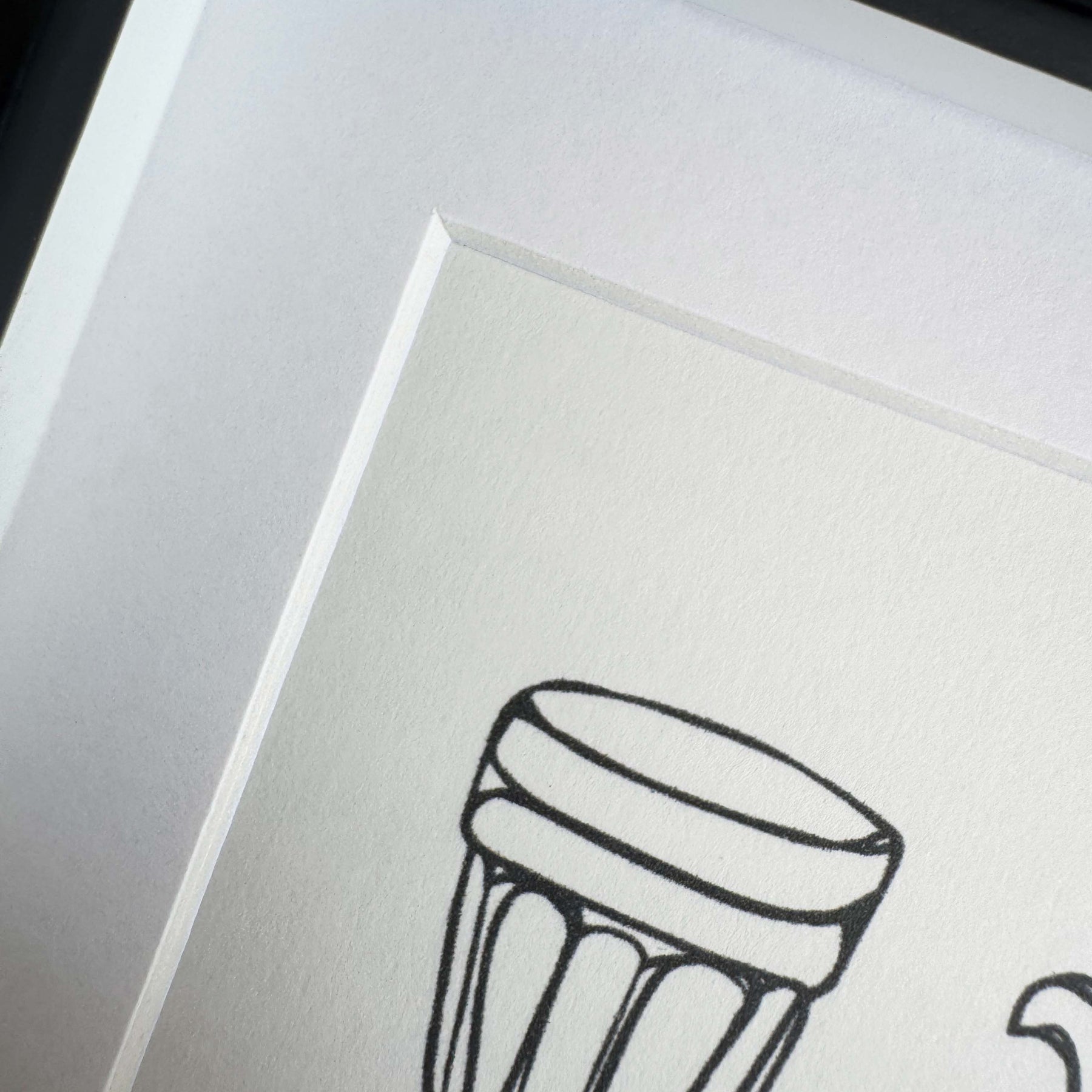Modern Mini Print: Coffee Corner Line Drawing, black frame with inset included (13 x 18cm)