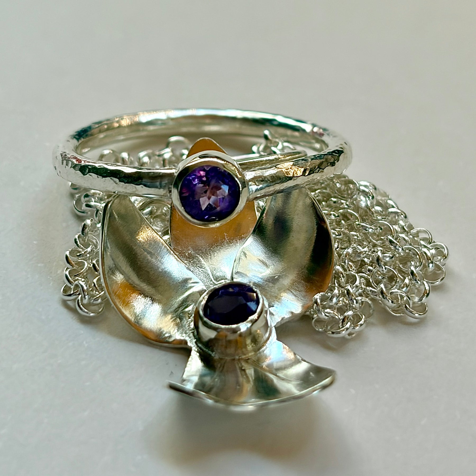 Violet Amethyst Sterling Silver Pendant Necklace