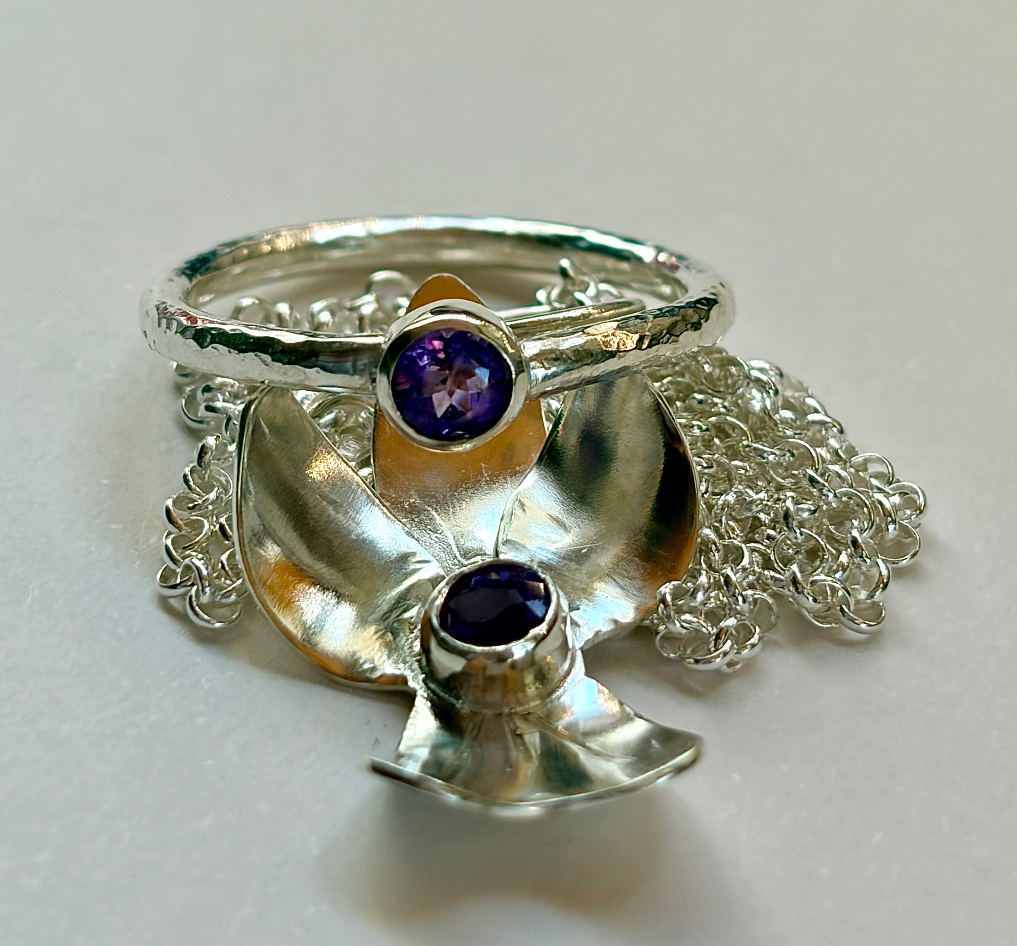 Violet Amethyst Sterling Silver Pendant Necklace