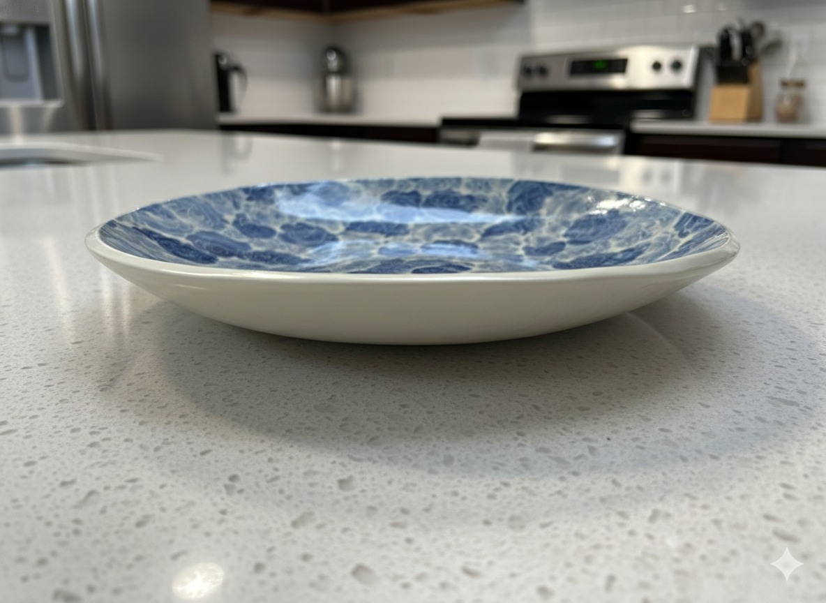 Handcrafted Misty Blue 28cm Pottery Serving Bowl