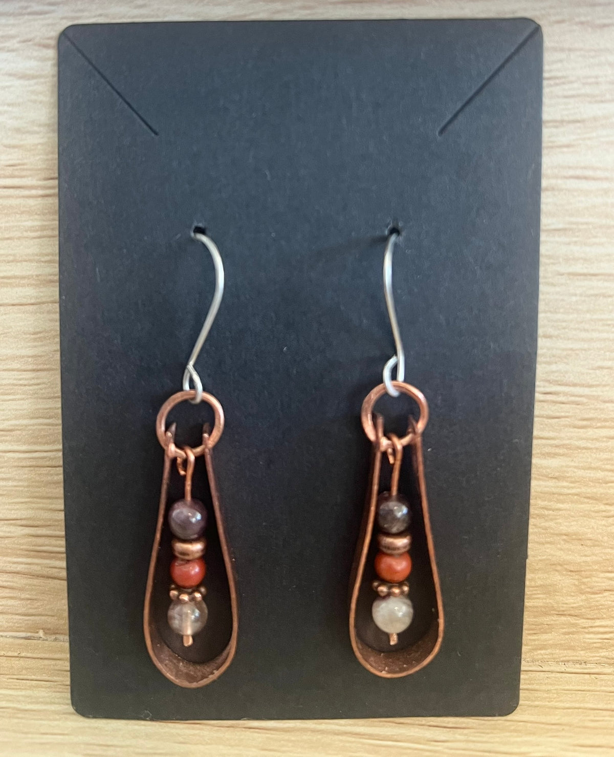 Earthy Elegant Copper and Gemstone Earrings