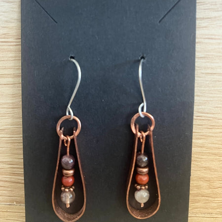 Earthy Elegant Copper and Gemstone Earrings