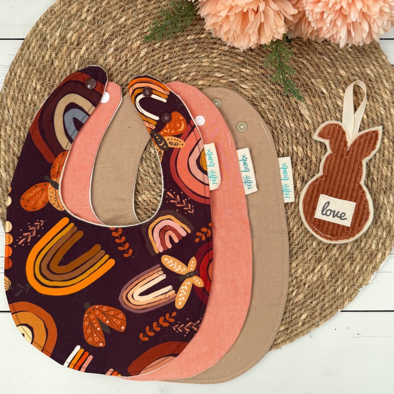 3 Dribble Bibs - Chocolate Rainbow