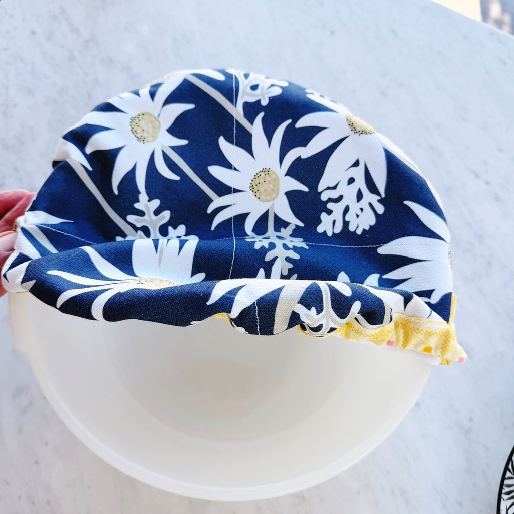 Flannel flowers, reusable fabric bowl covers. Set of two. Proofing cloths.