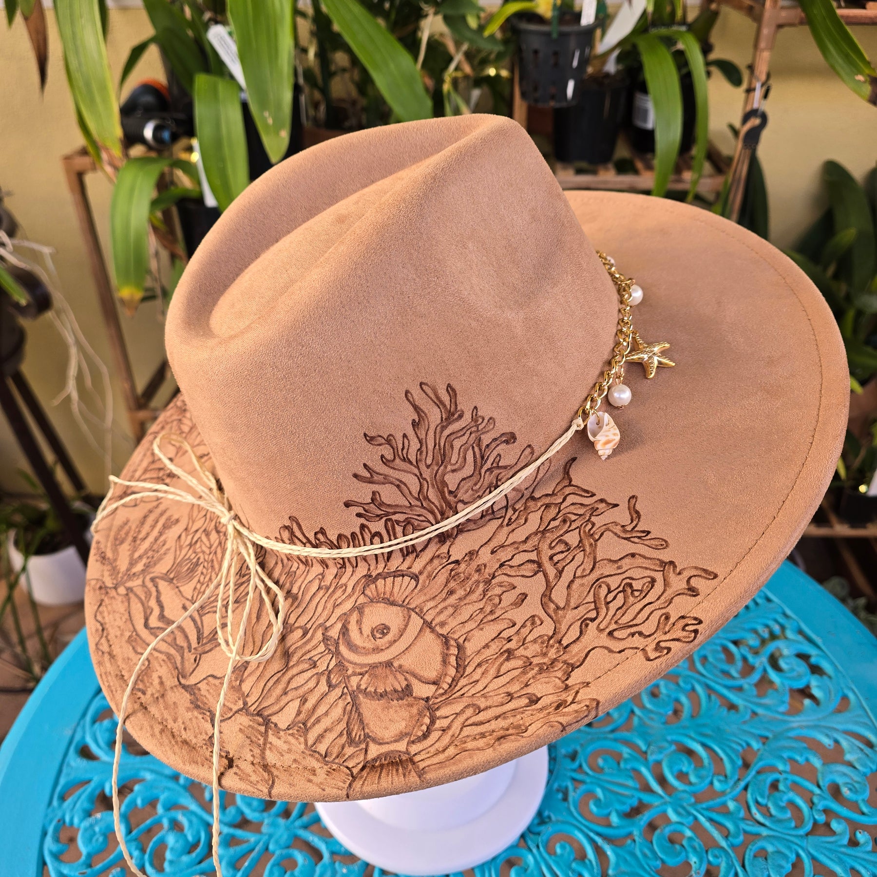 Hand Burng fedora hat : Secret garden of the sea