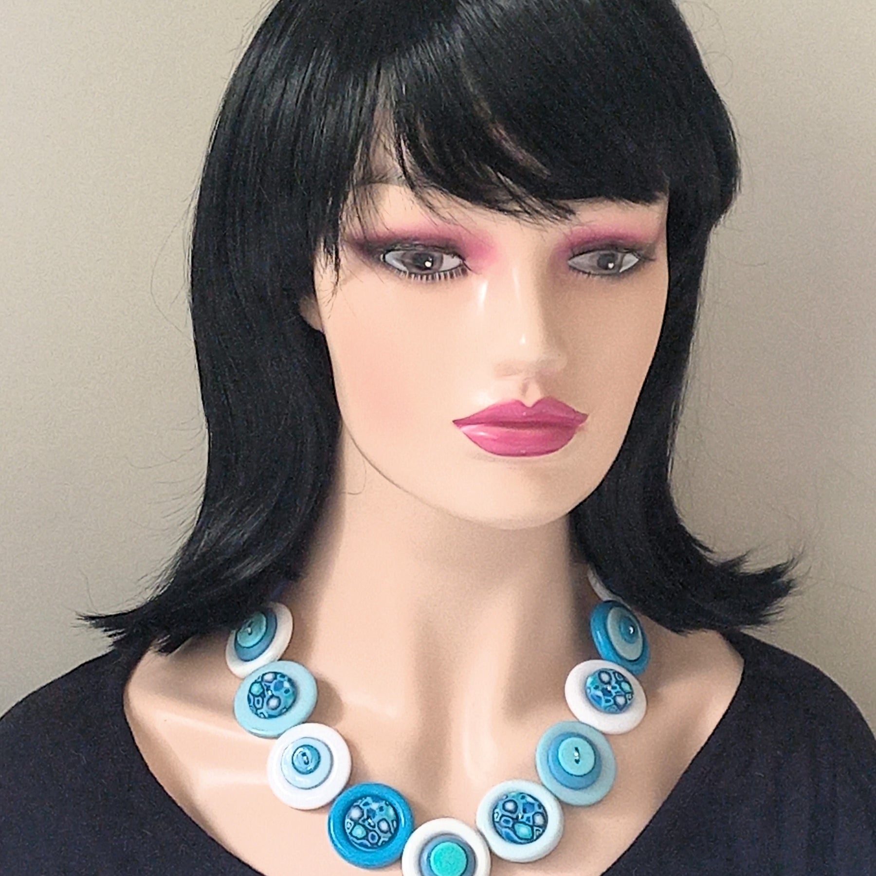 Button necklace - Blue Planet