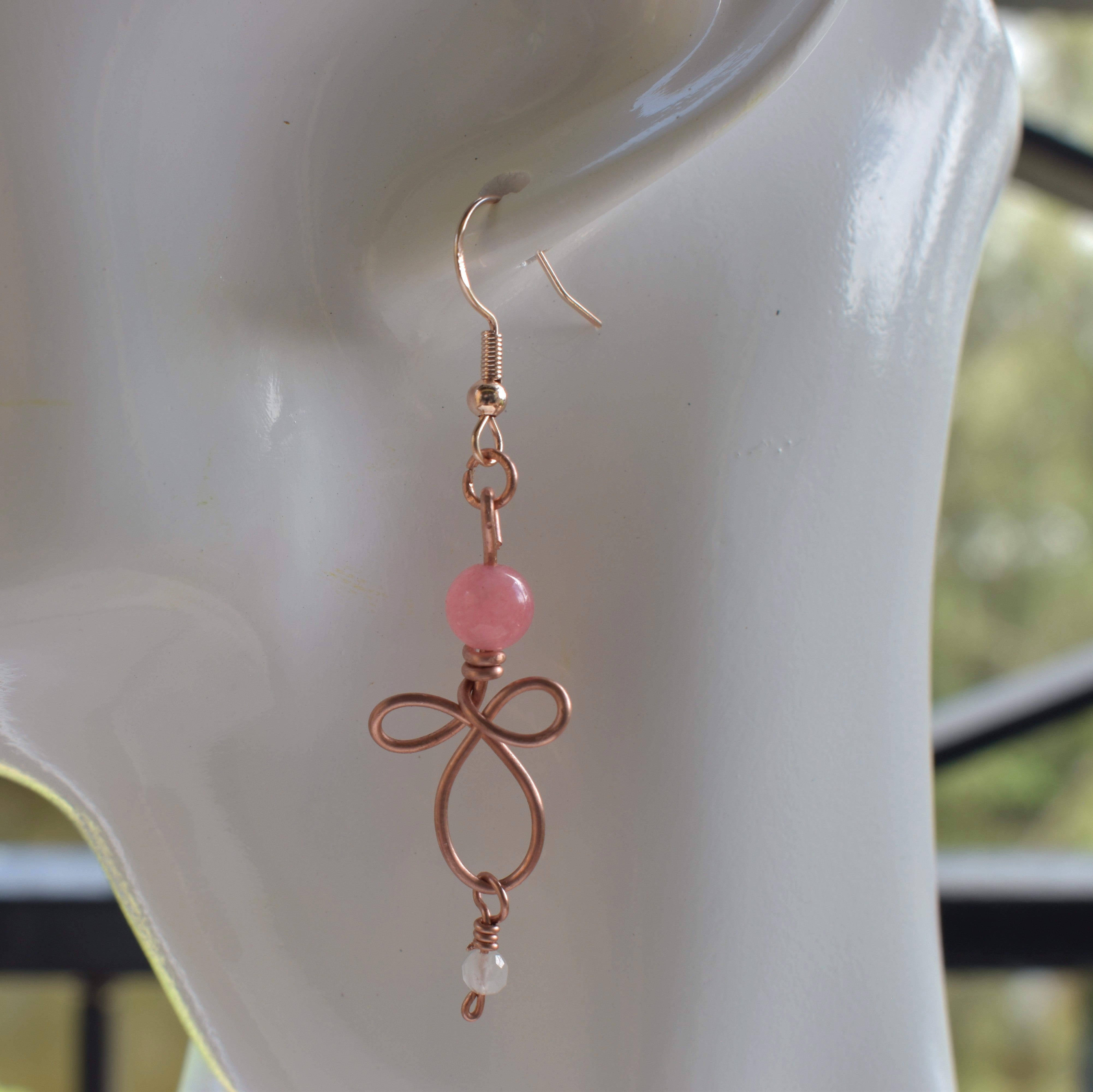 Blush Ribbon — Handcrafted Copper, Jasper & Moonstone Earrings