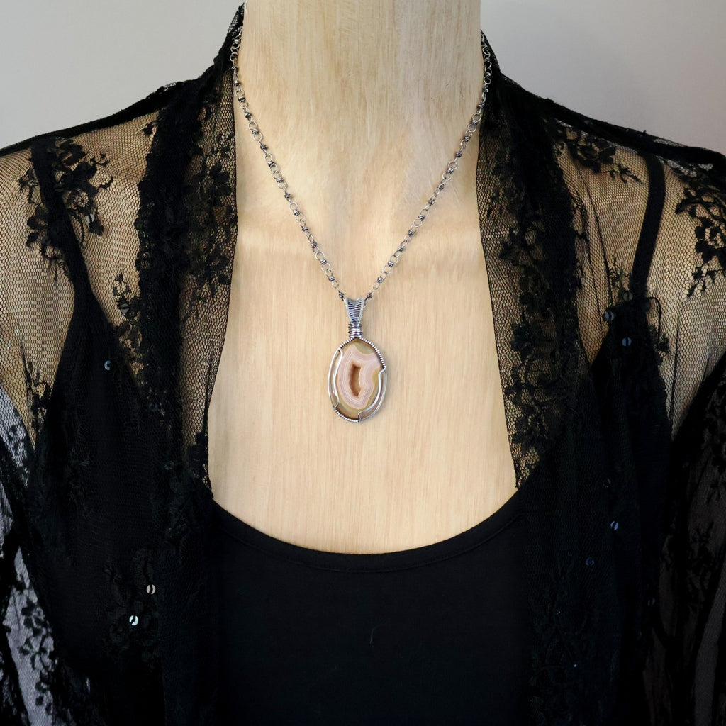 Sterling Silver Drusy Agate Pendant ~ Peek-a-boo!