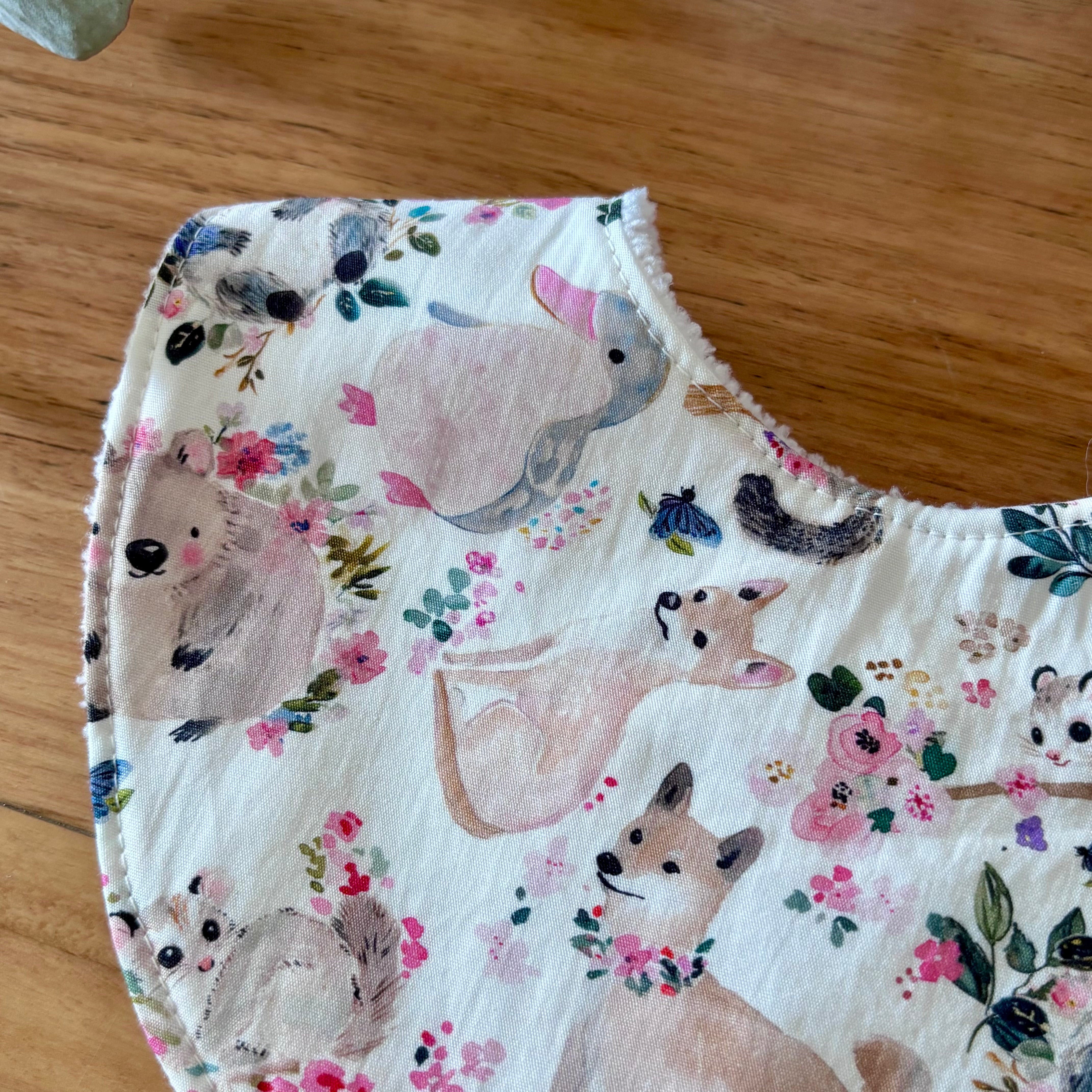 Baby Bib and Burp Cloth Set | Floral Friends | Ready to Ship