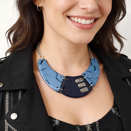 Statement Collar Necklace - Blue Mirage