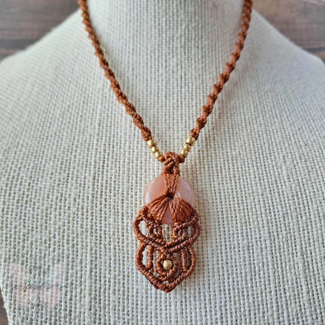 Peach Moonstone Micromacrame Necklace