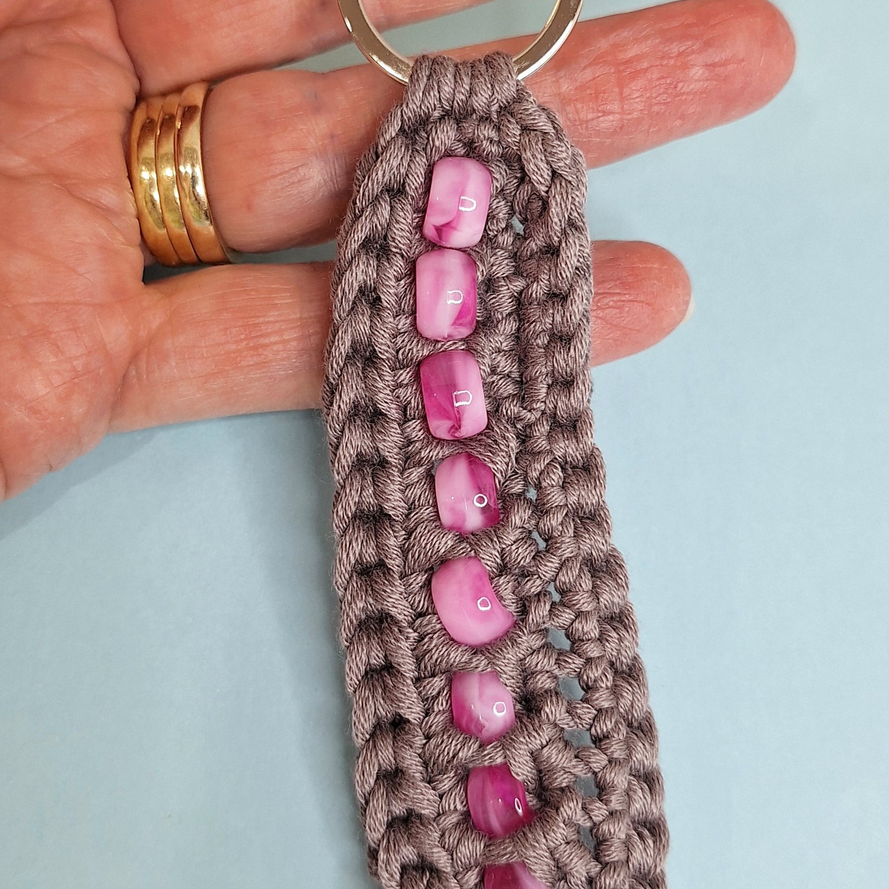 Beaded Crochet Keychain – Handmade, Lightweight & Sensory Friendly