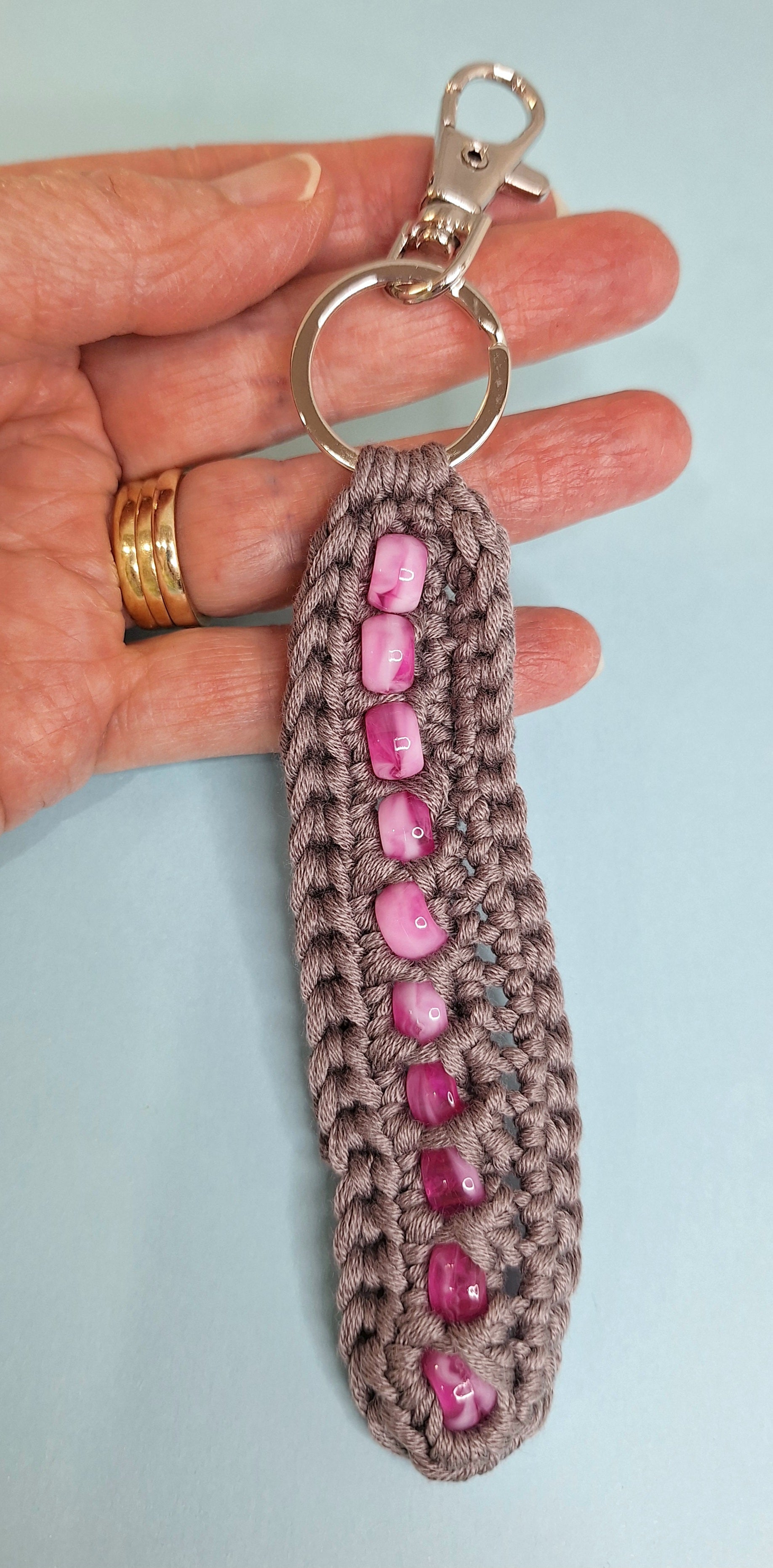 Beaded Crochet Keychain – Handmade, Lightweight & Sensory Friendly