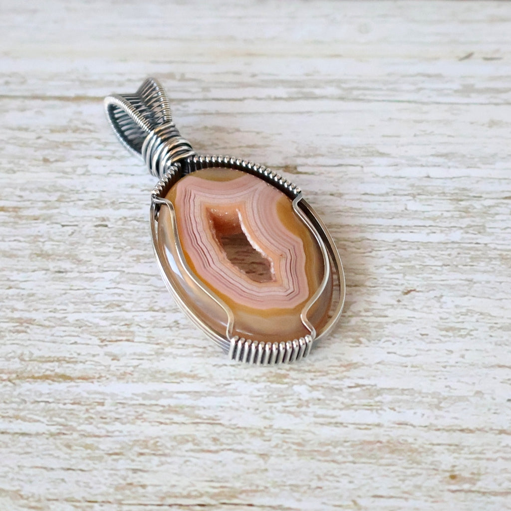 Sterling Silver Drusy Agate Pendant ~ Peek-a-boo!