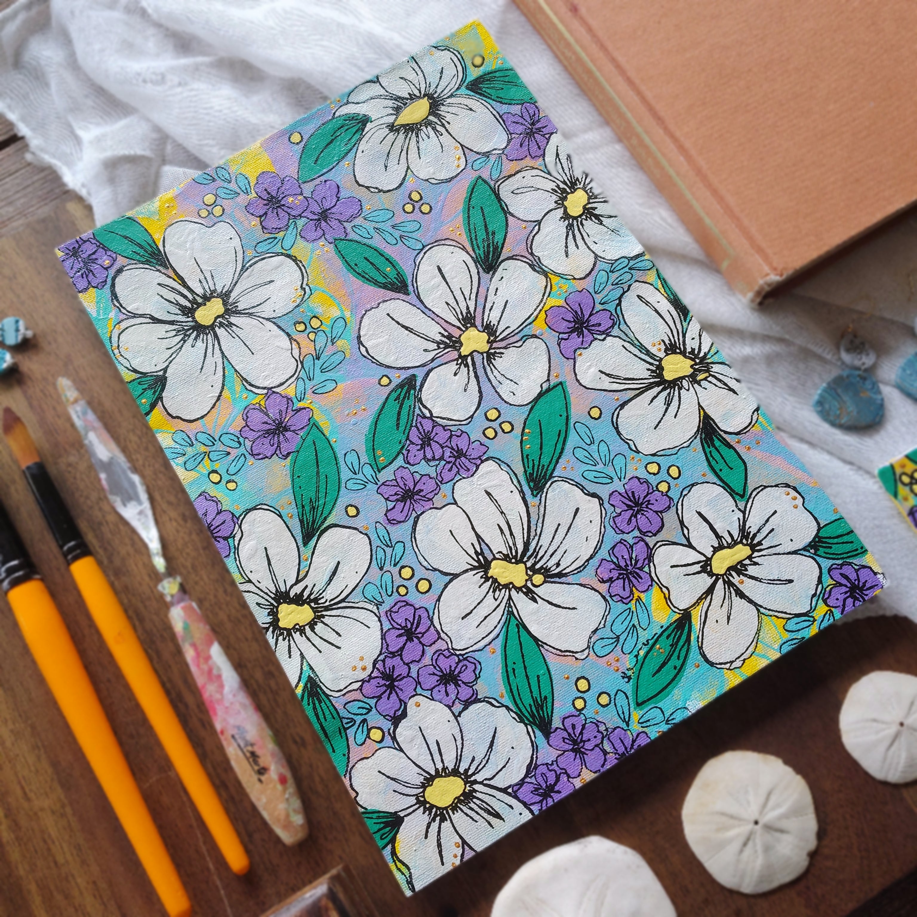 A4 Origianl Art - "Playing with Flowers" - Series 2 - Abstract Art