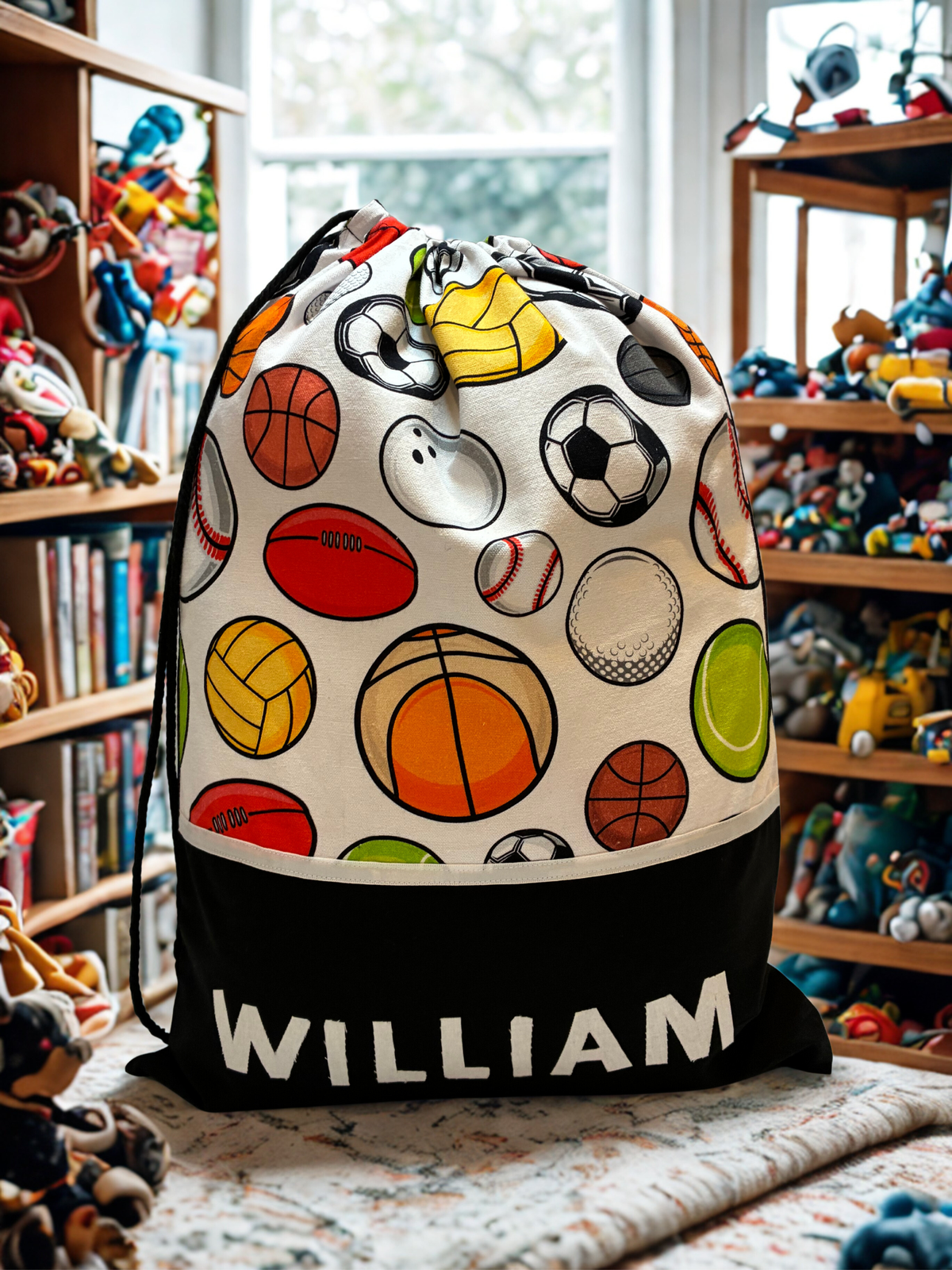 Children's Library Bag , Handmade, Personalised - Sports