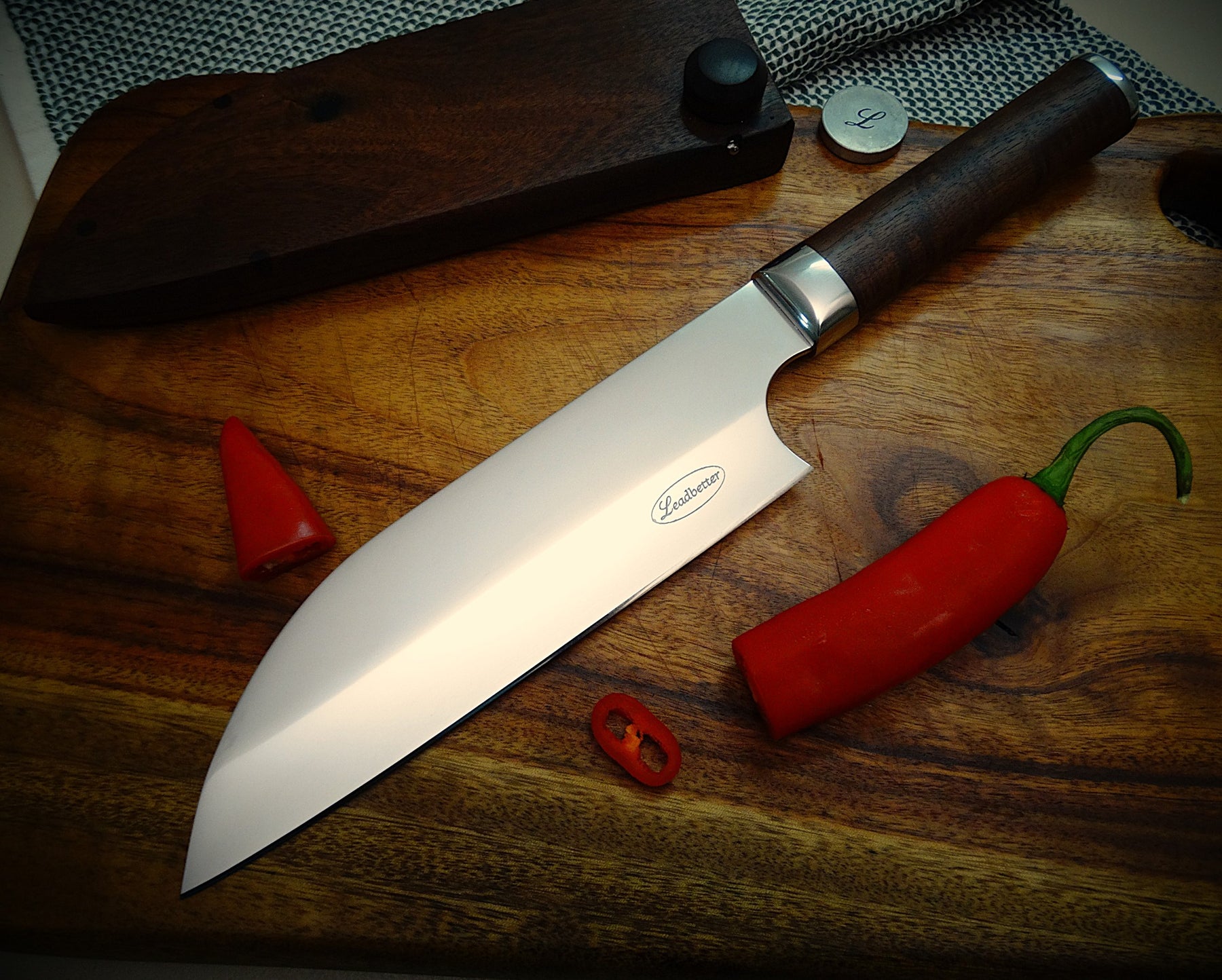 Kitchen chef stainless steel knife timber case