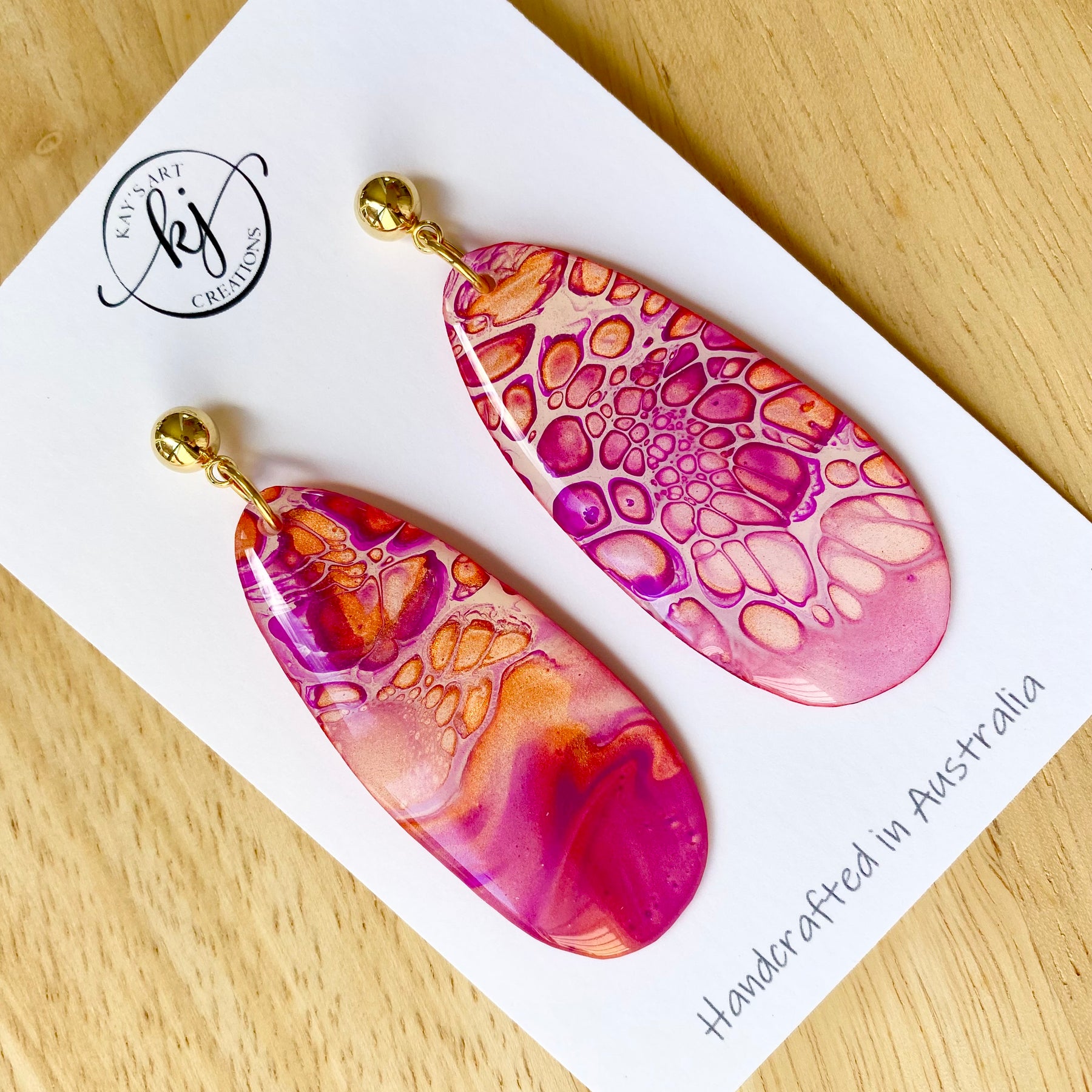 Hand Painted Stud Dangle Earrings
