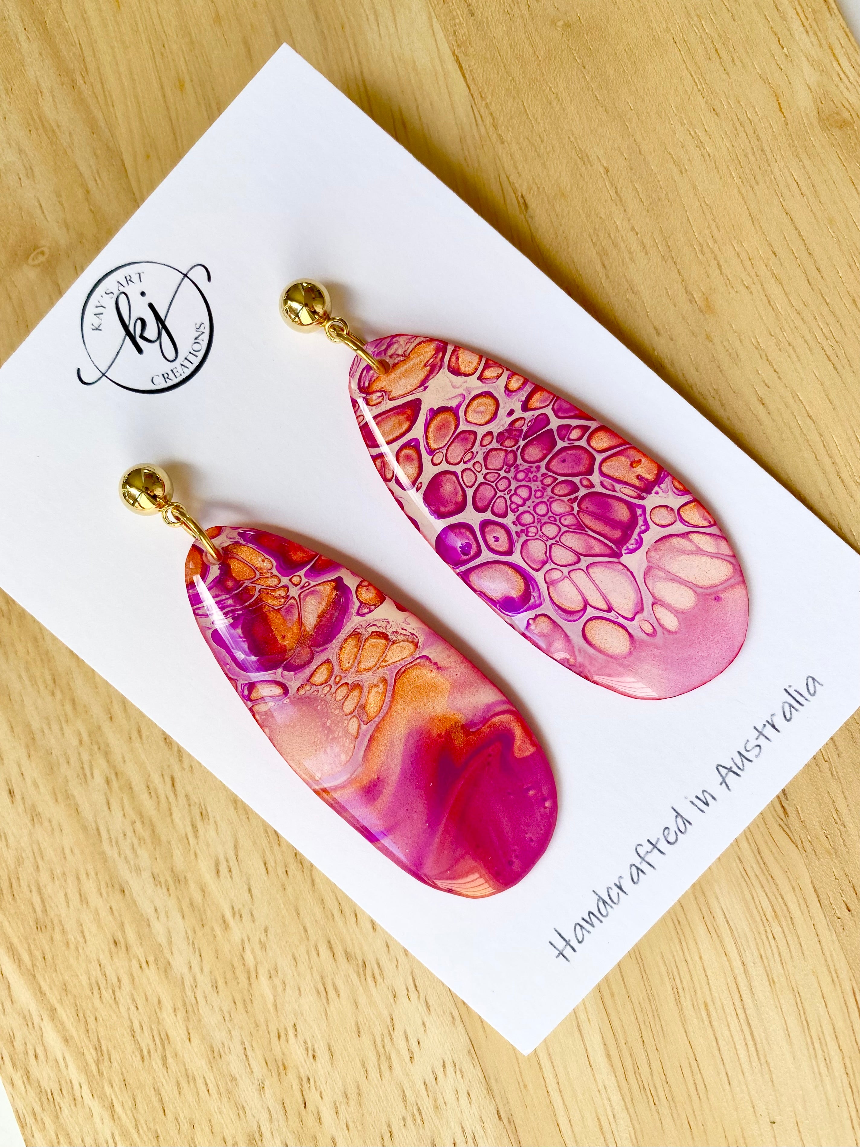 Hand Painted Stud Dangle Earrings