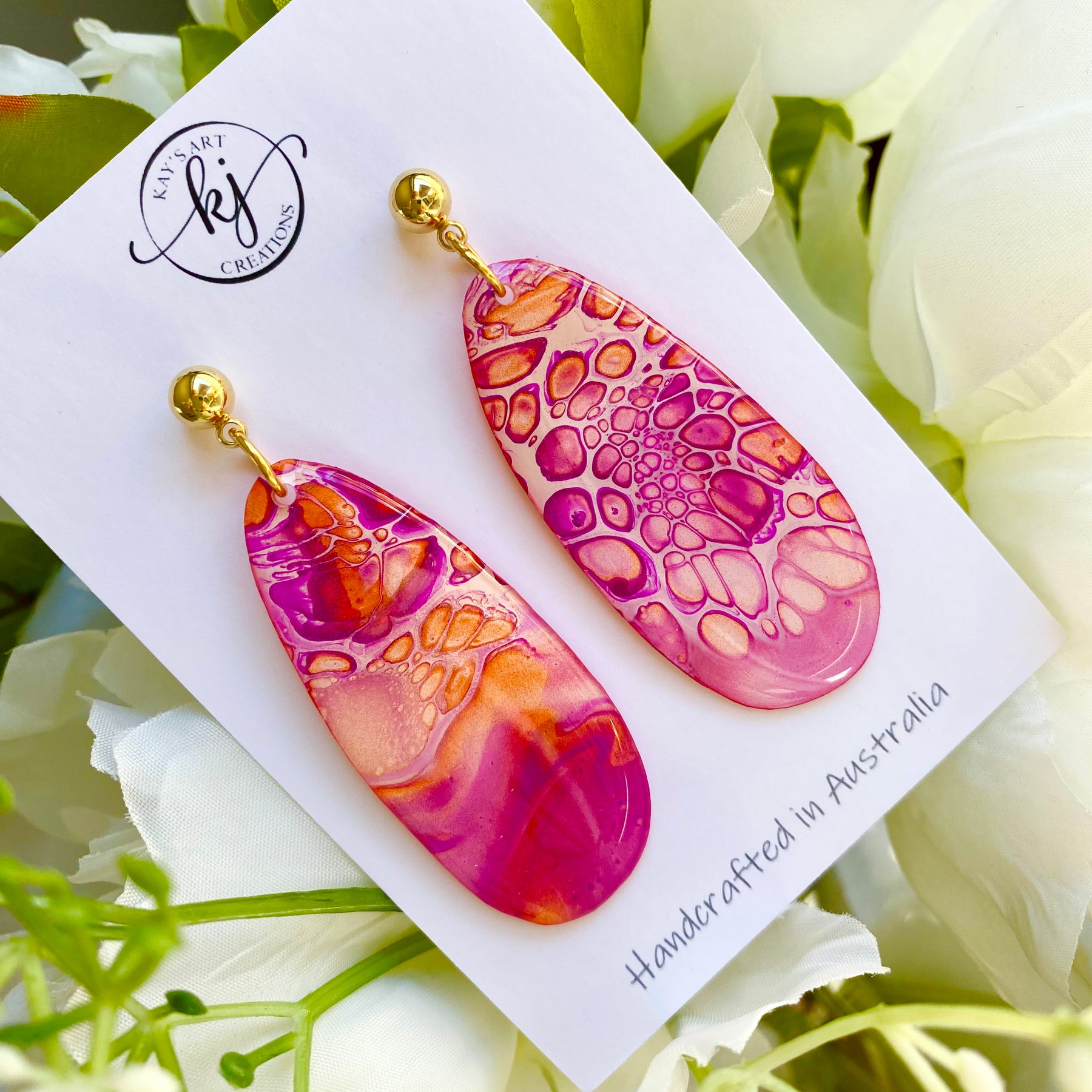 Hand Painted Stud Dangle Earrings